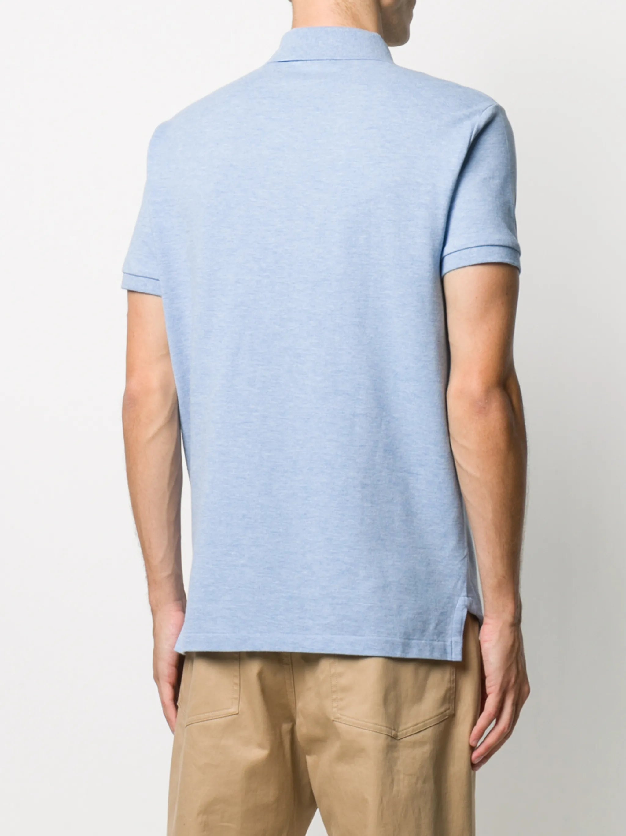 Blue Embroidered Motif Polo Shirt
