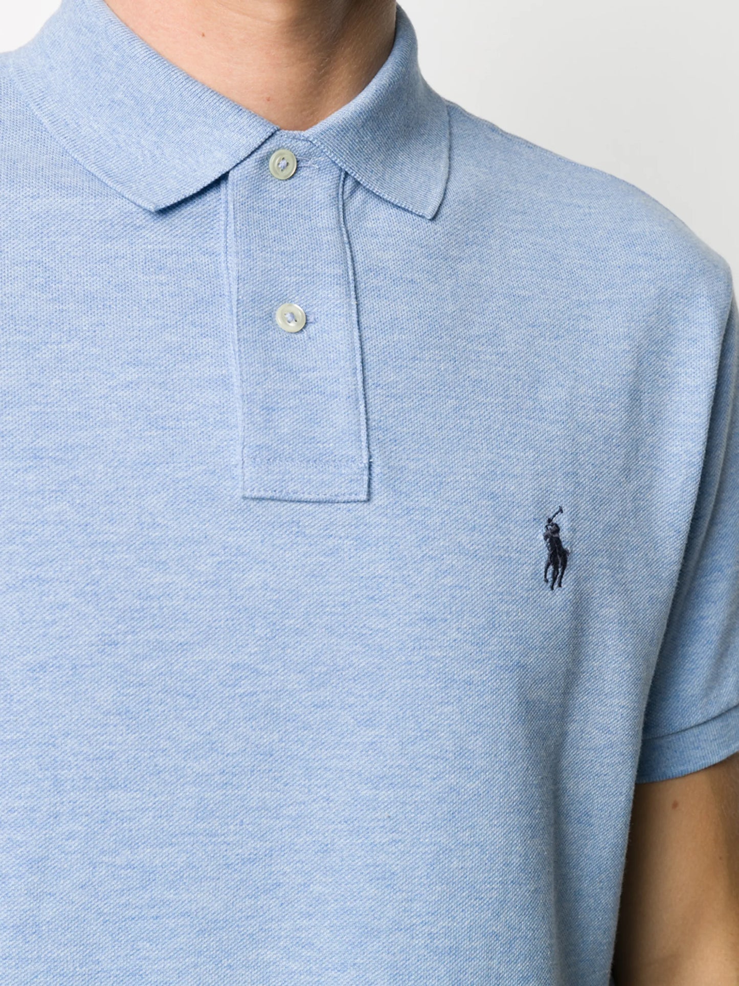 Blue Embroidered Motif Polo Shirt