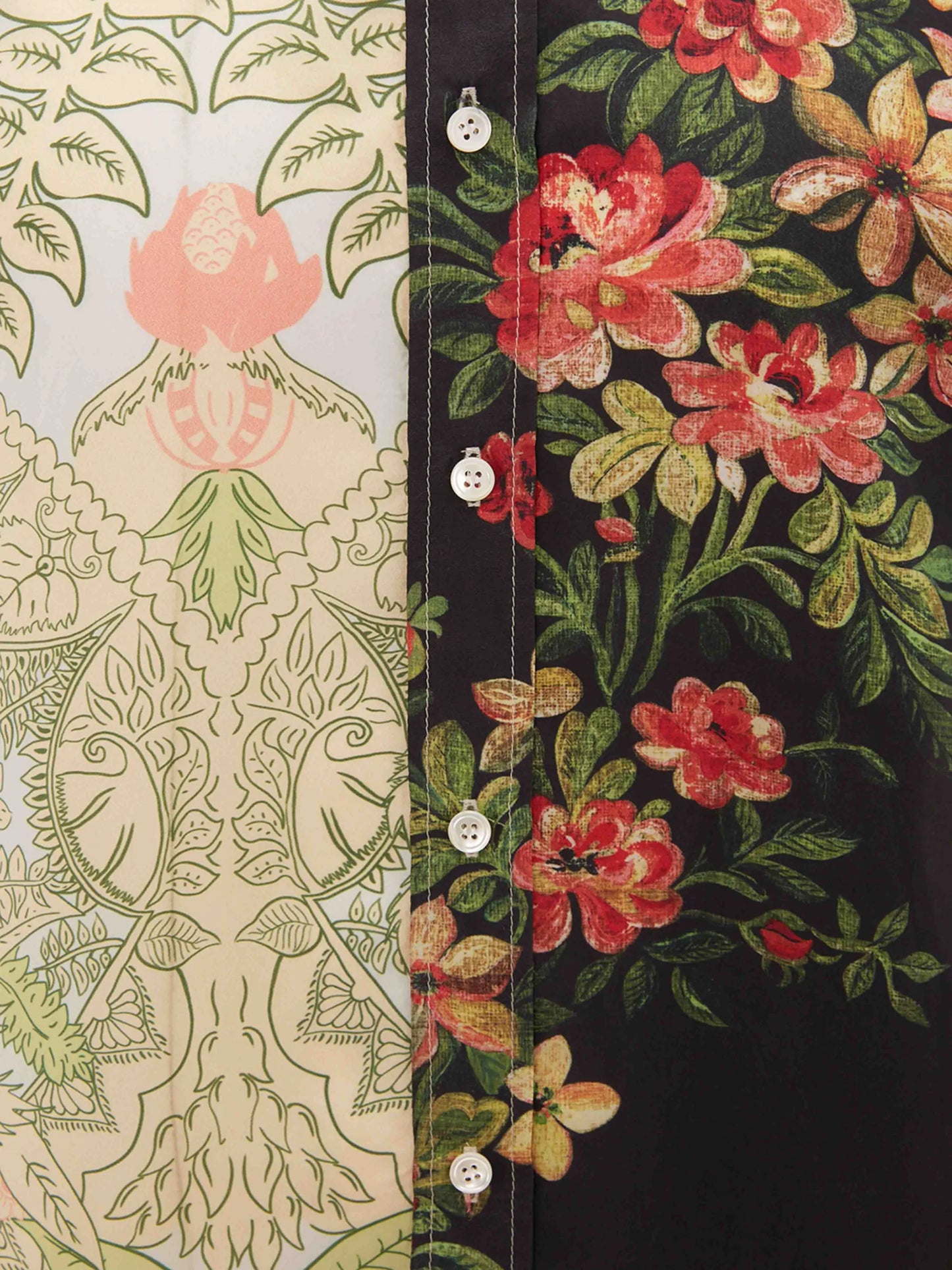 panelled floral print shirt