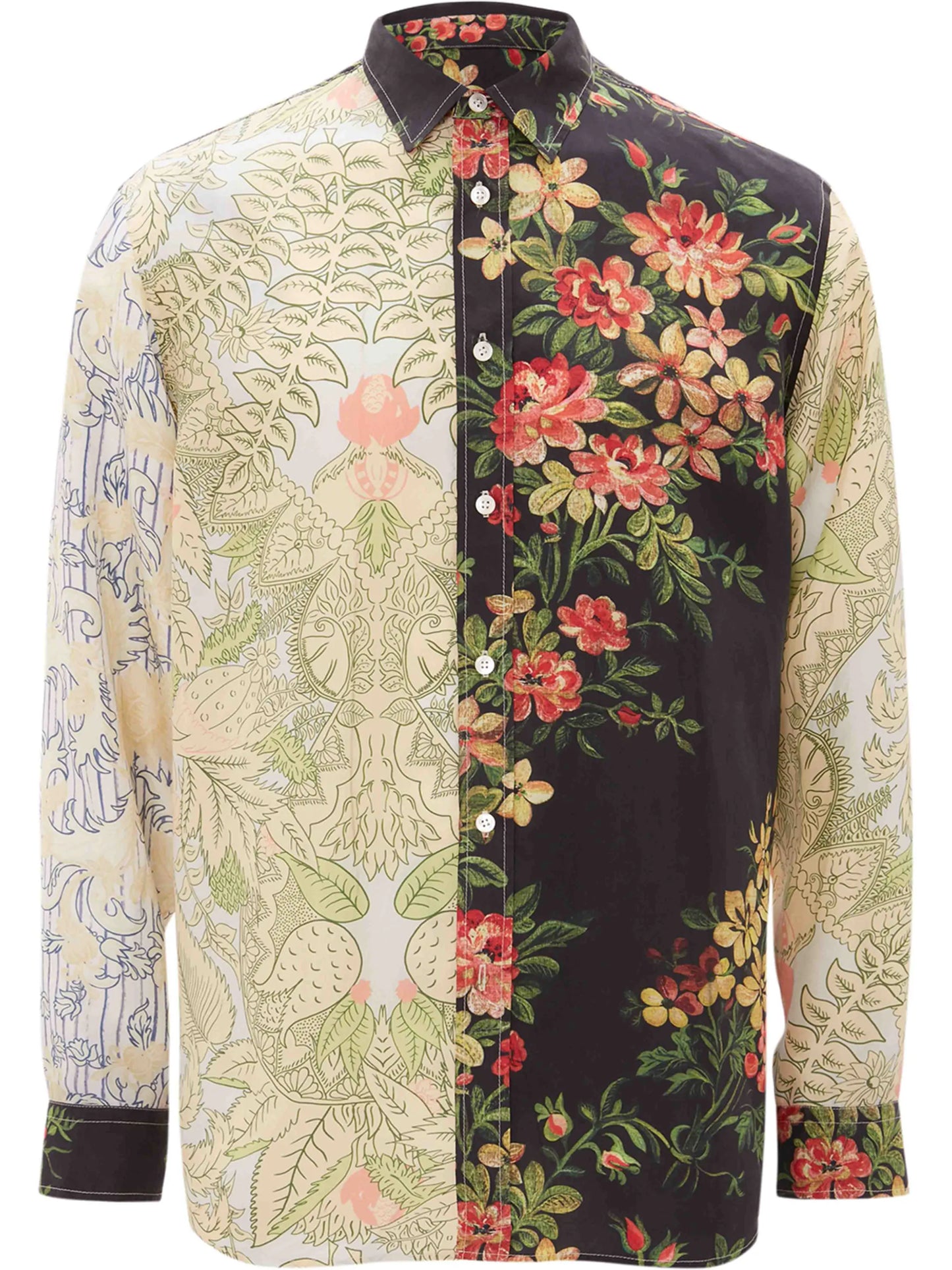panelled floral print shirt