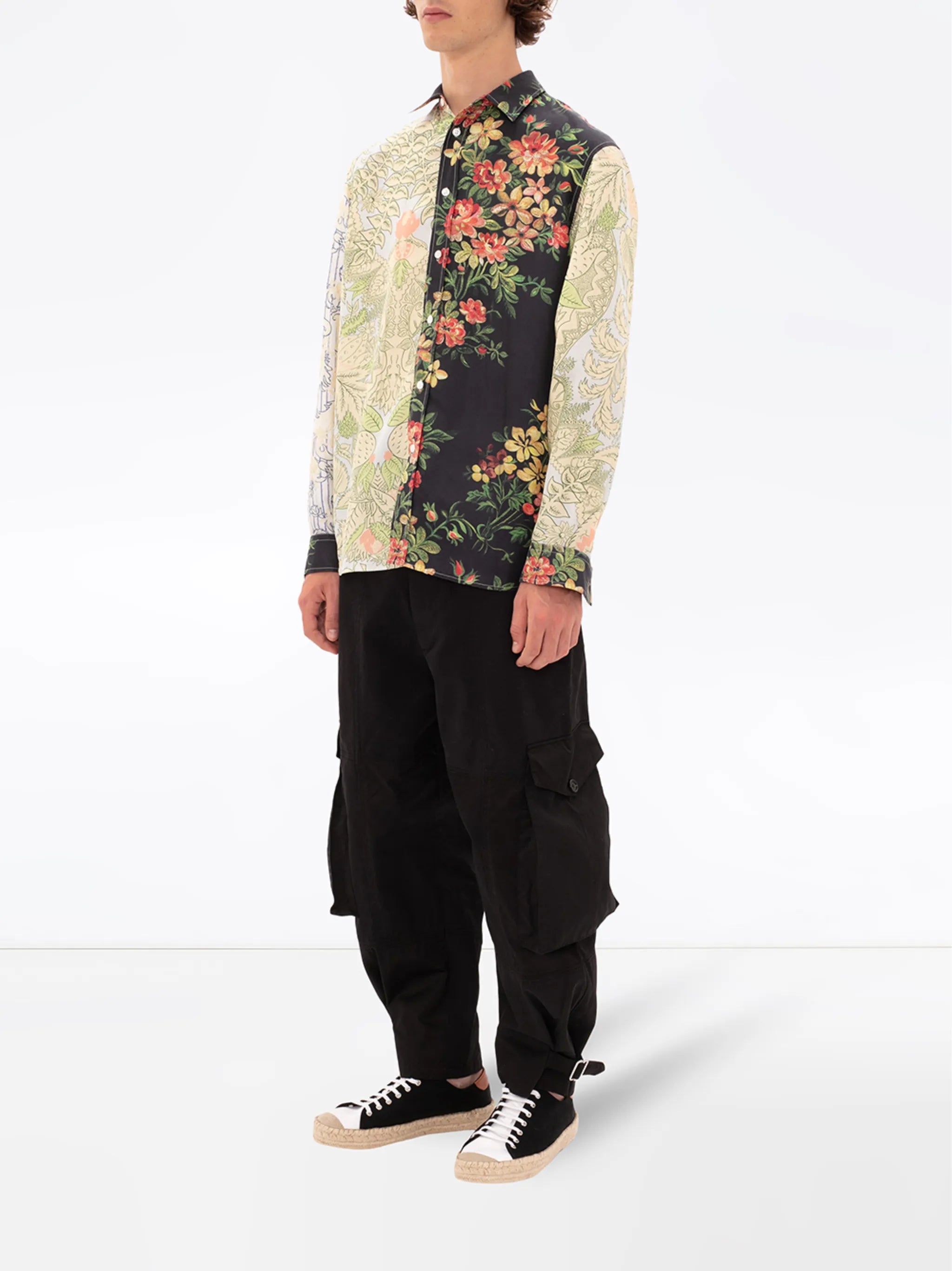 panelled floral print shirt