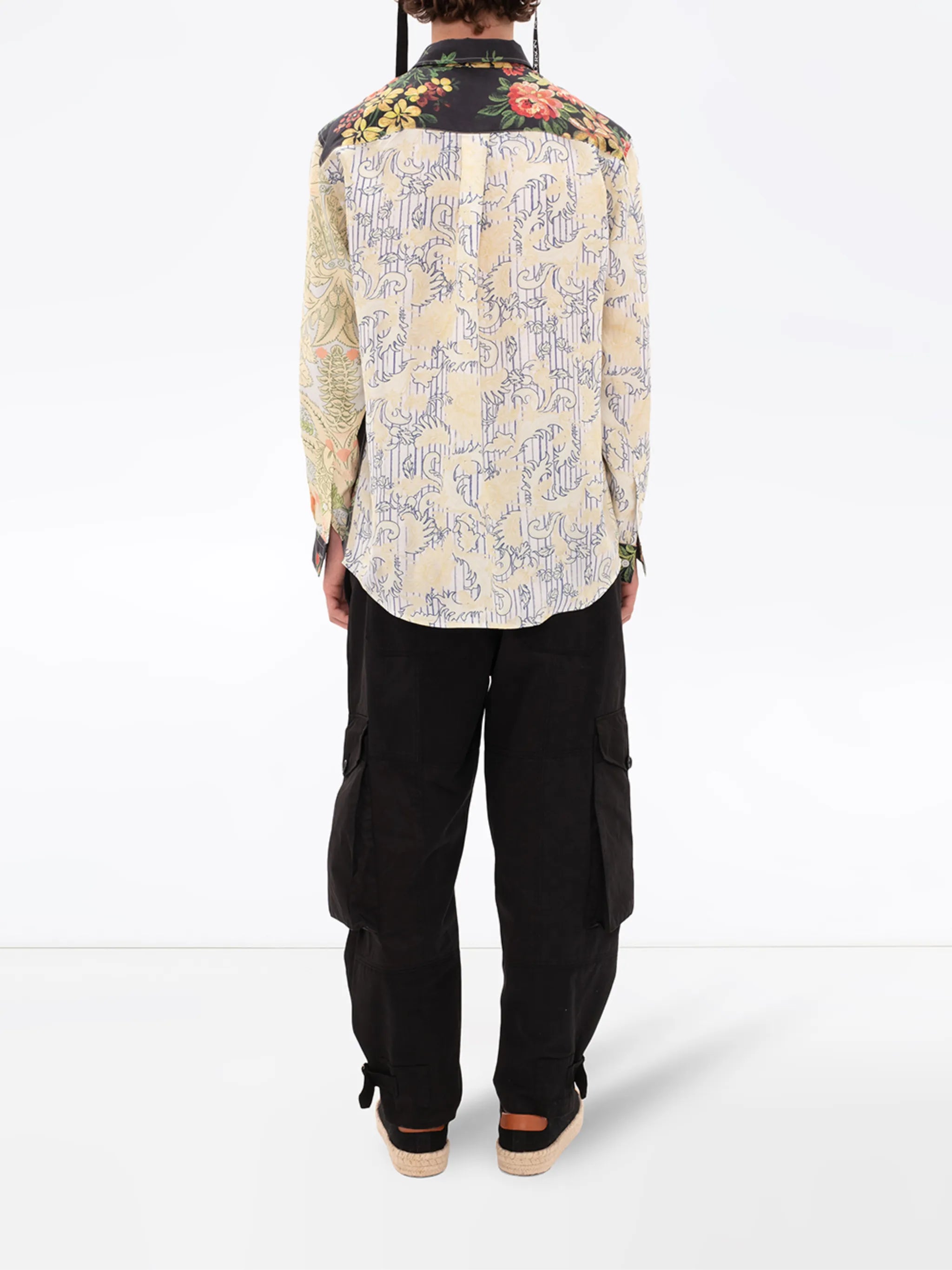 panelled floral print shirt