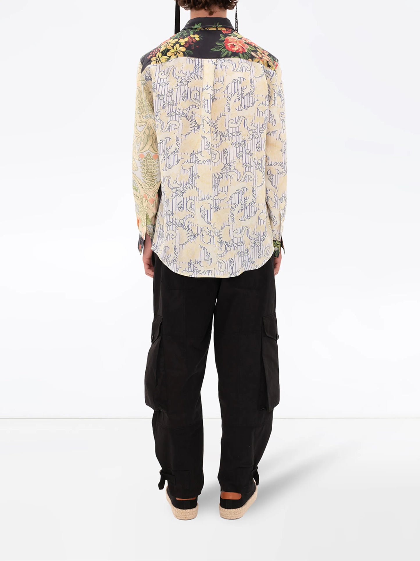 panelled floral print shirt