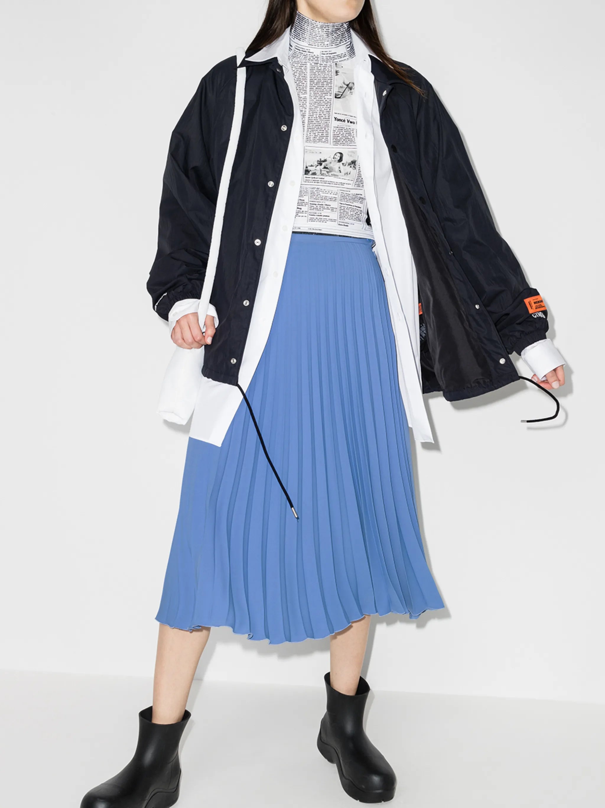pleated midi skirt