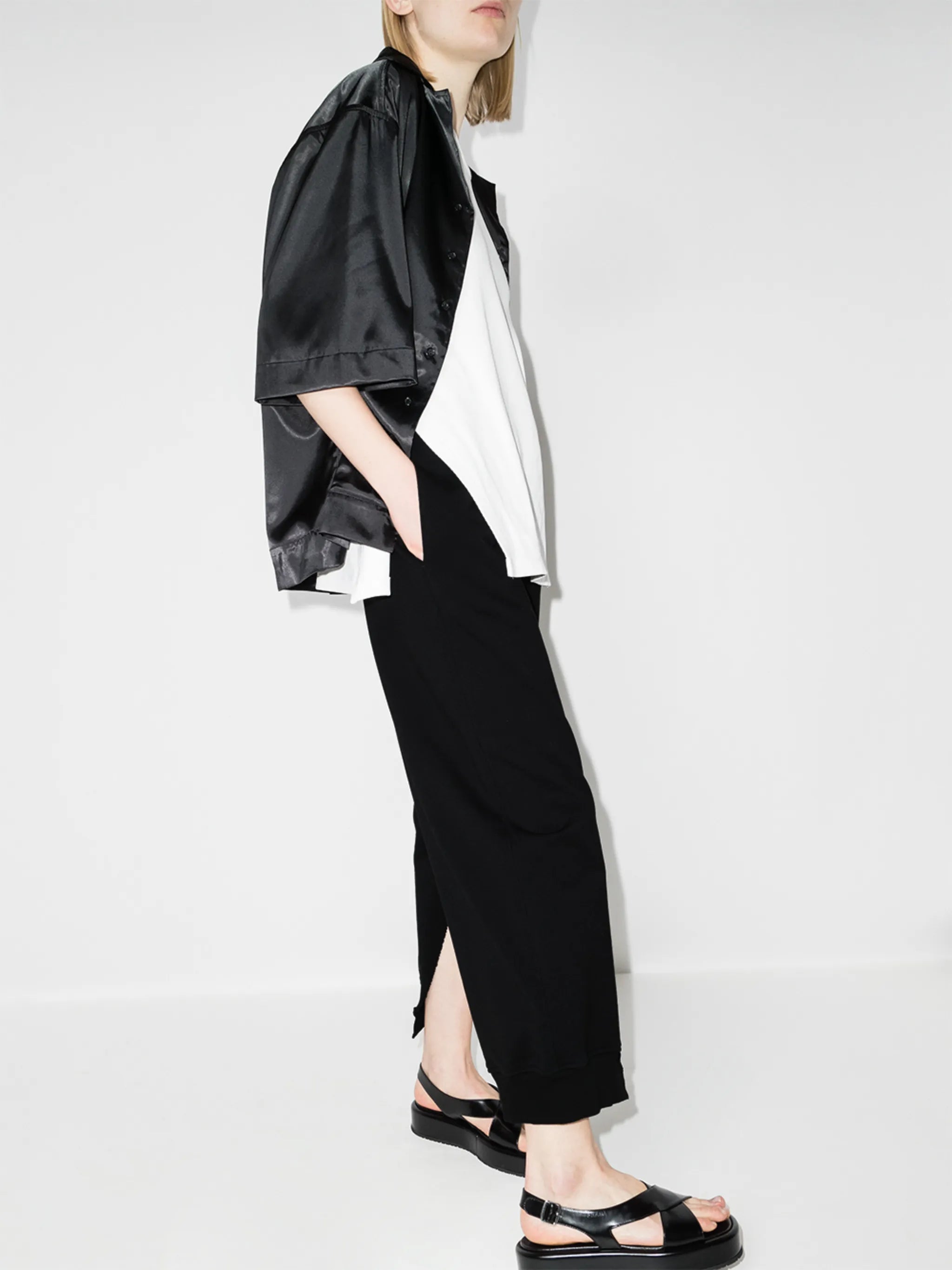 slit loose-fit track pants
