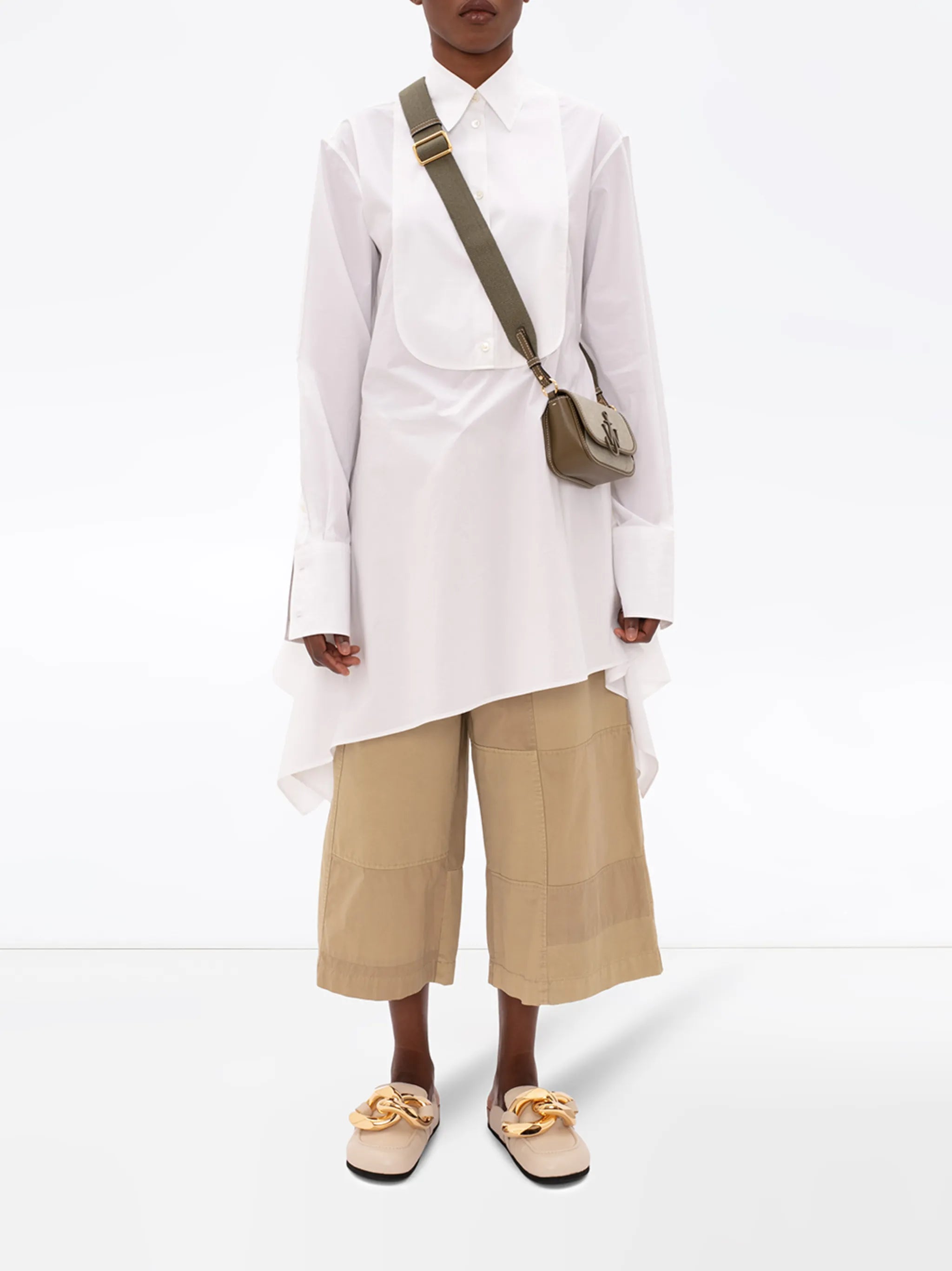 asymmetric bib shirt dress
