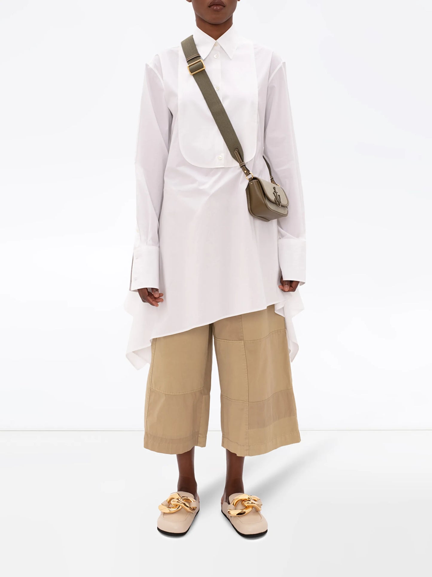 asymmetric bib shirt dress