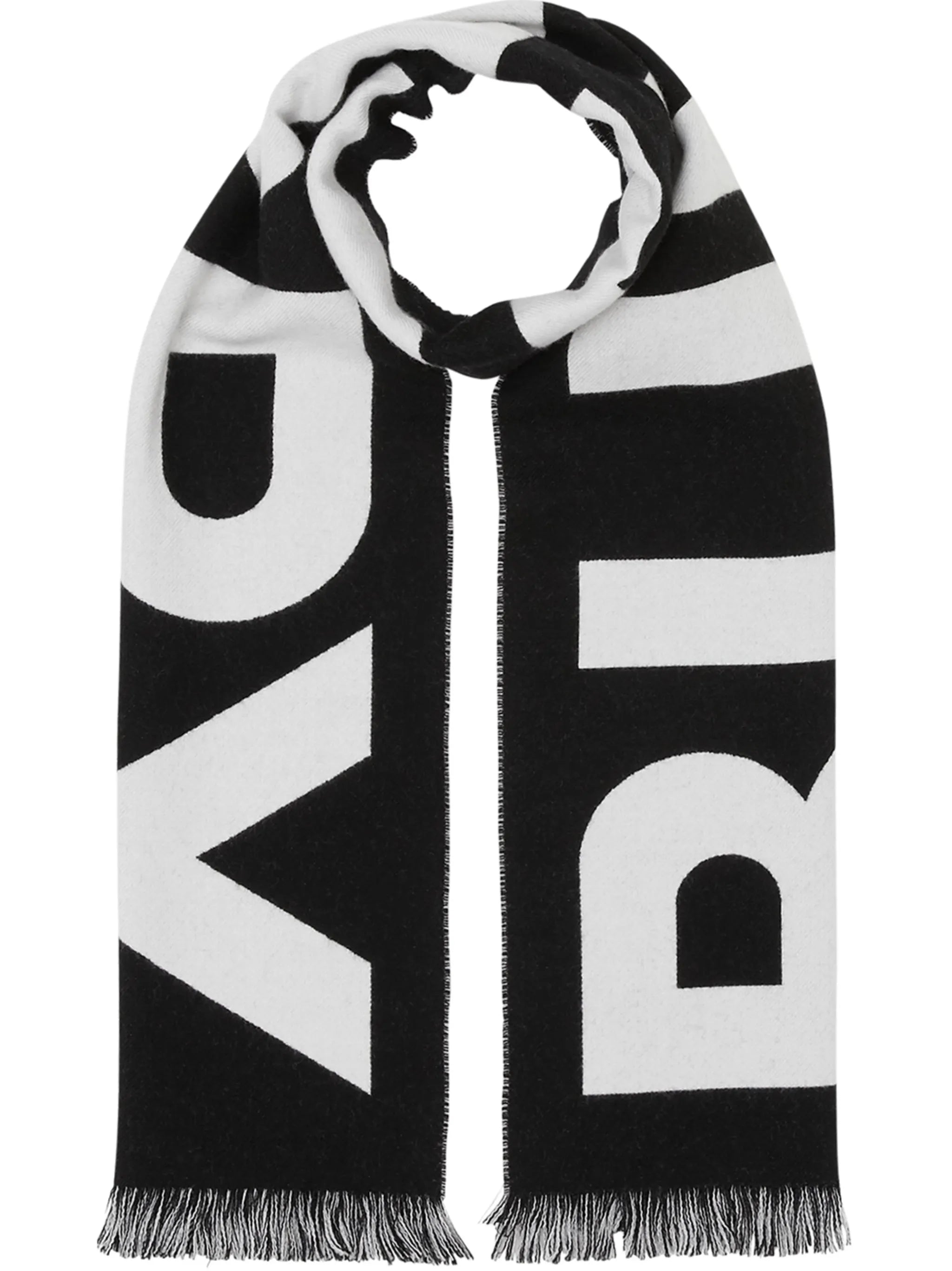 logo-intarsia fringed scarf