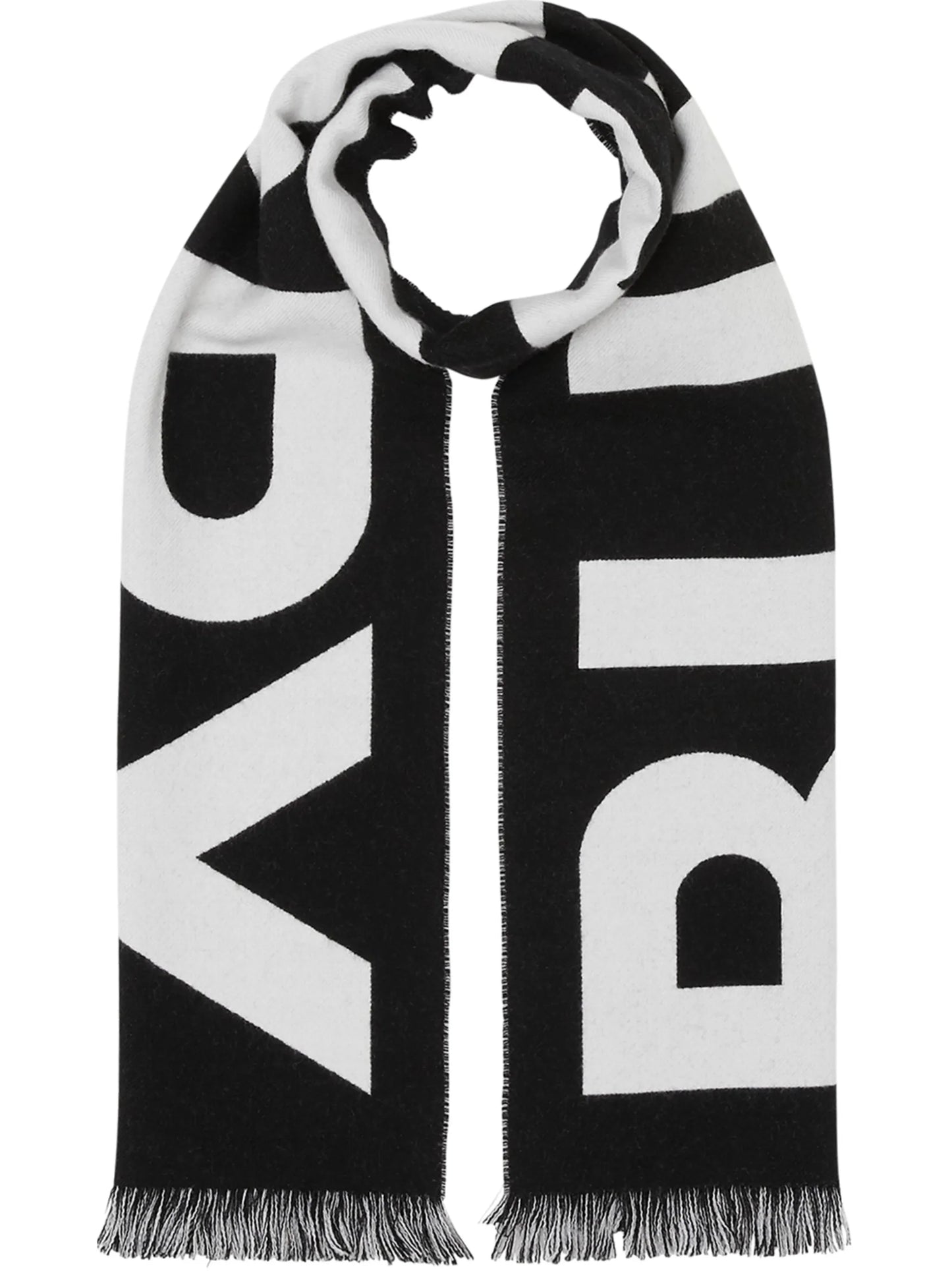 logo-intarsia fringed scarf