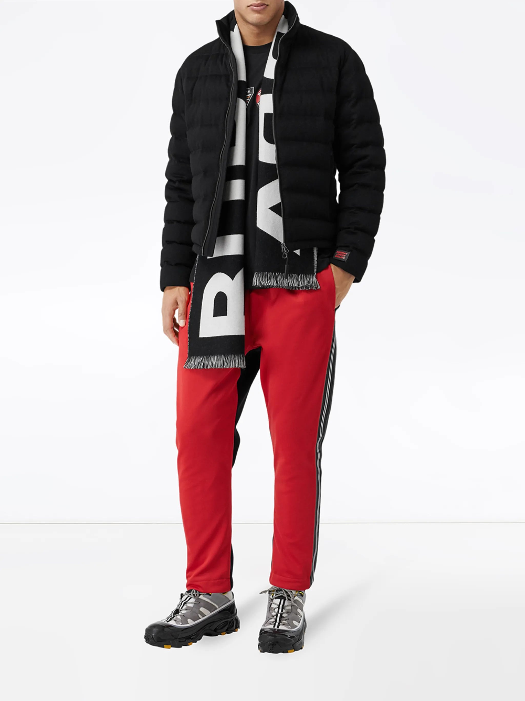 logo-intarsia fringed scarf