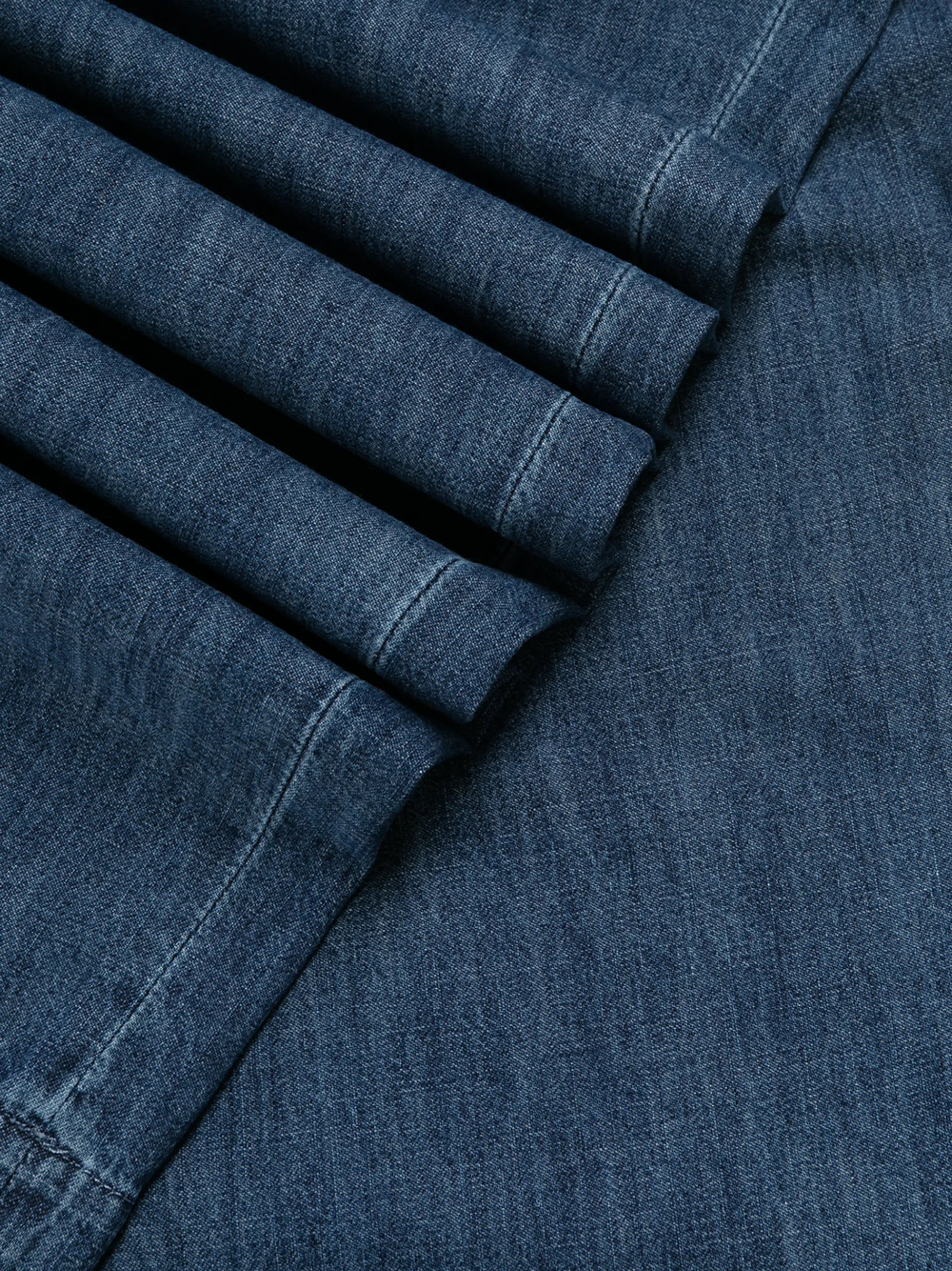 wide-leg denim trousers