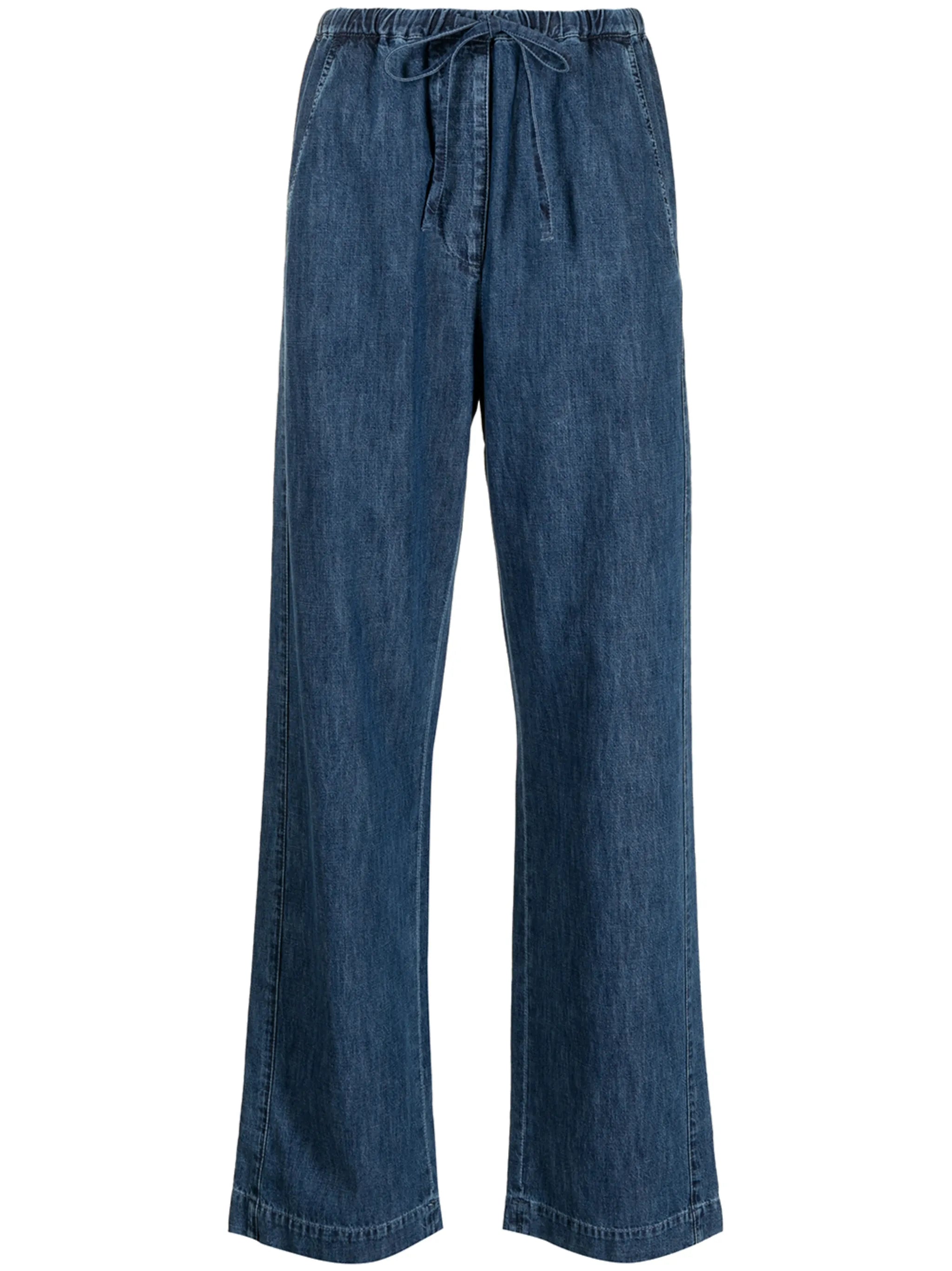 wide-leg denim trousers