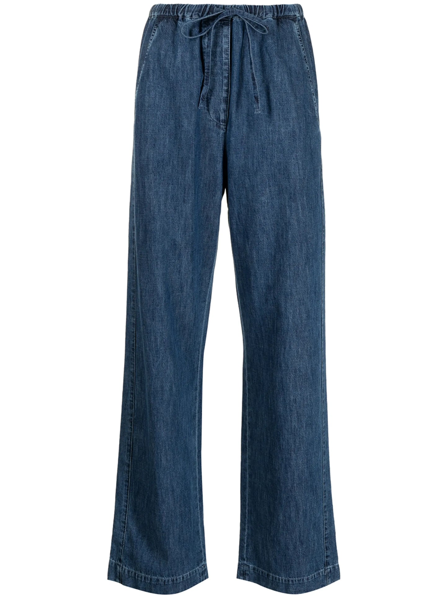 wide-leg denim trousers