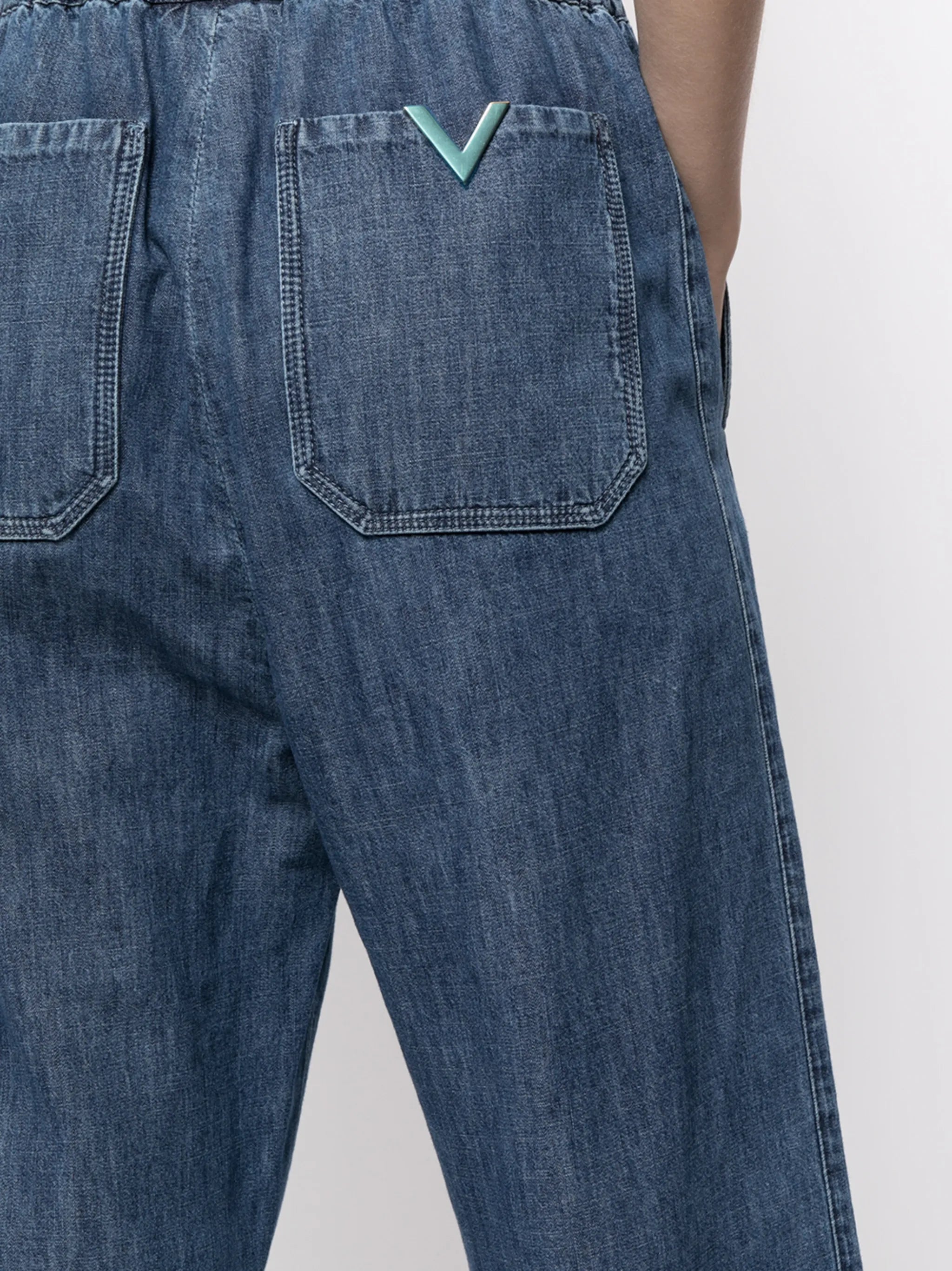 wide-leg denim trousers