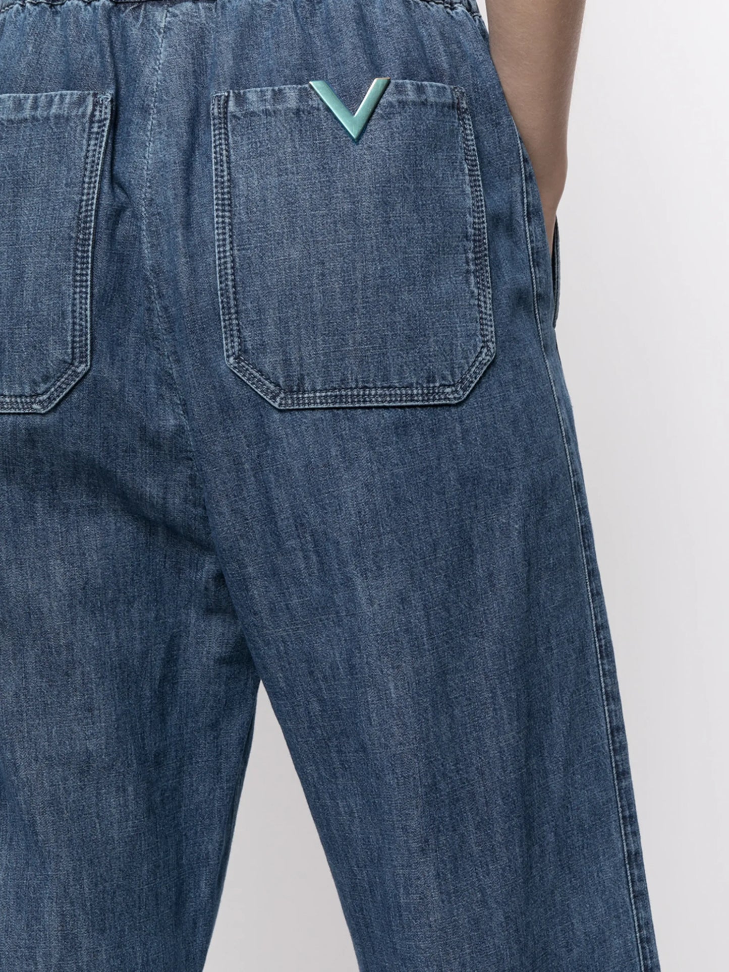 wide-leg denim trousers