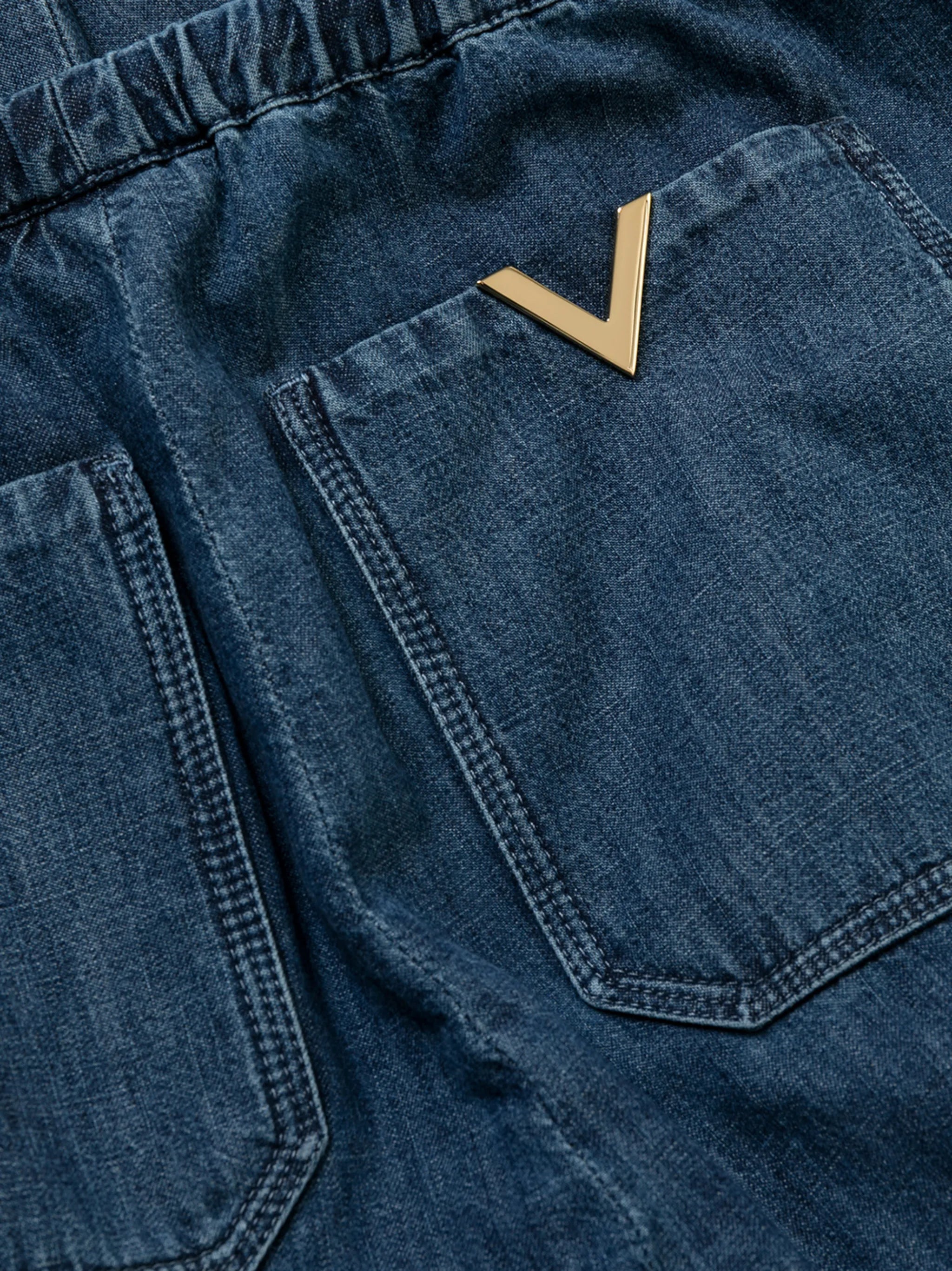 wide-leg denim trousers