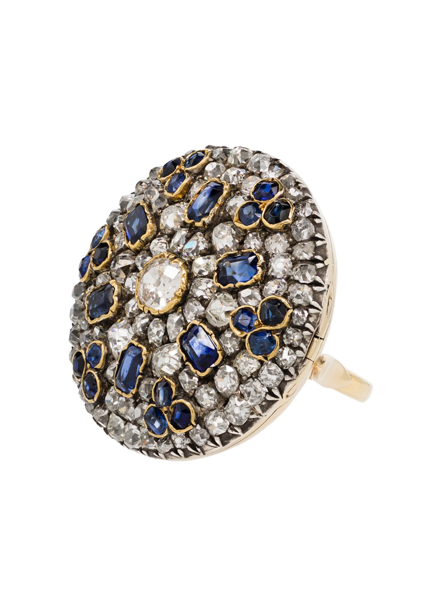 9K yellow gold diamond and sapphire ring