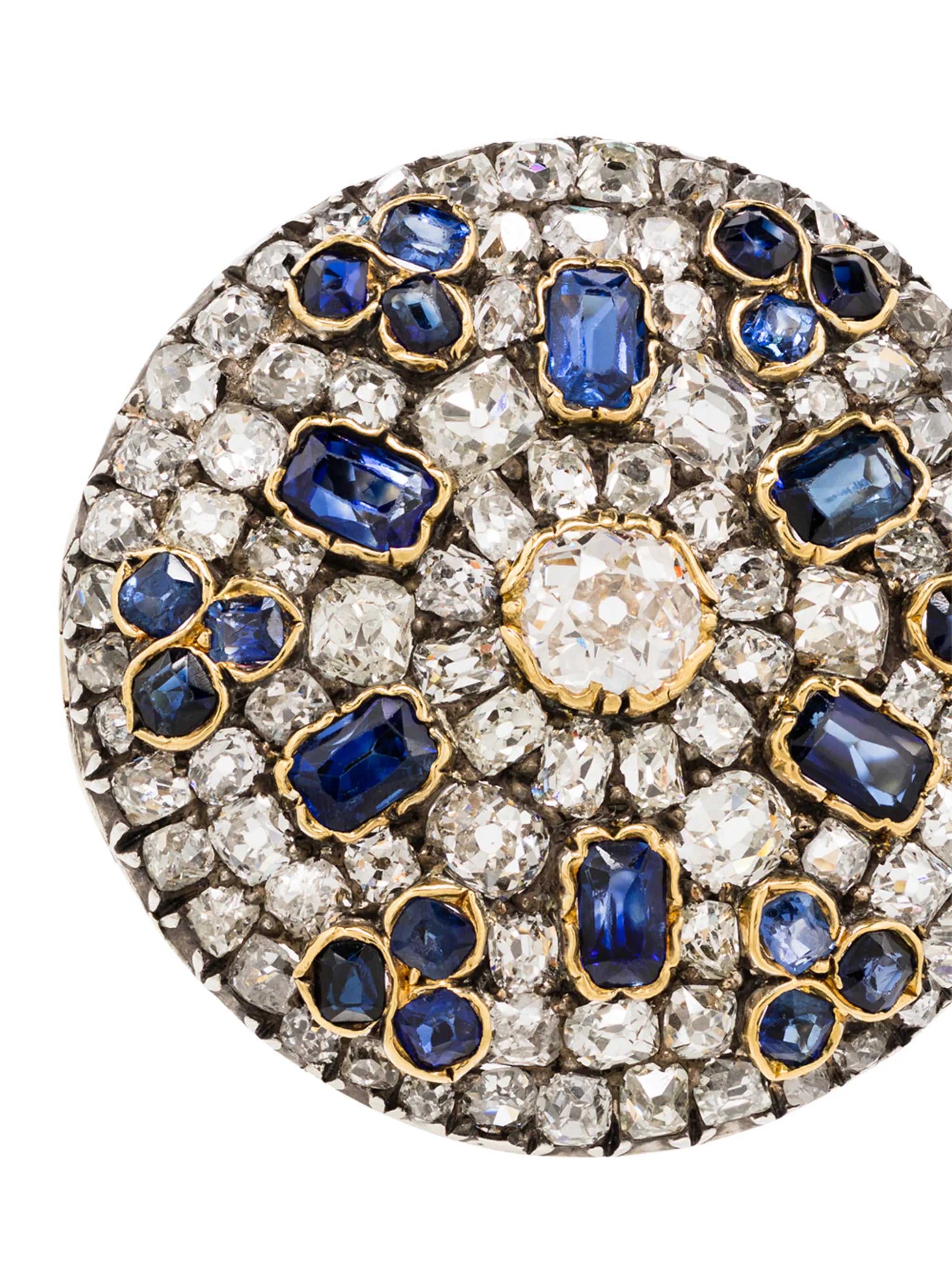 9K yellow gold diamond and sapphire ring