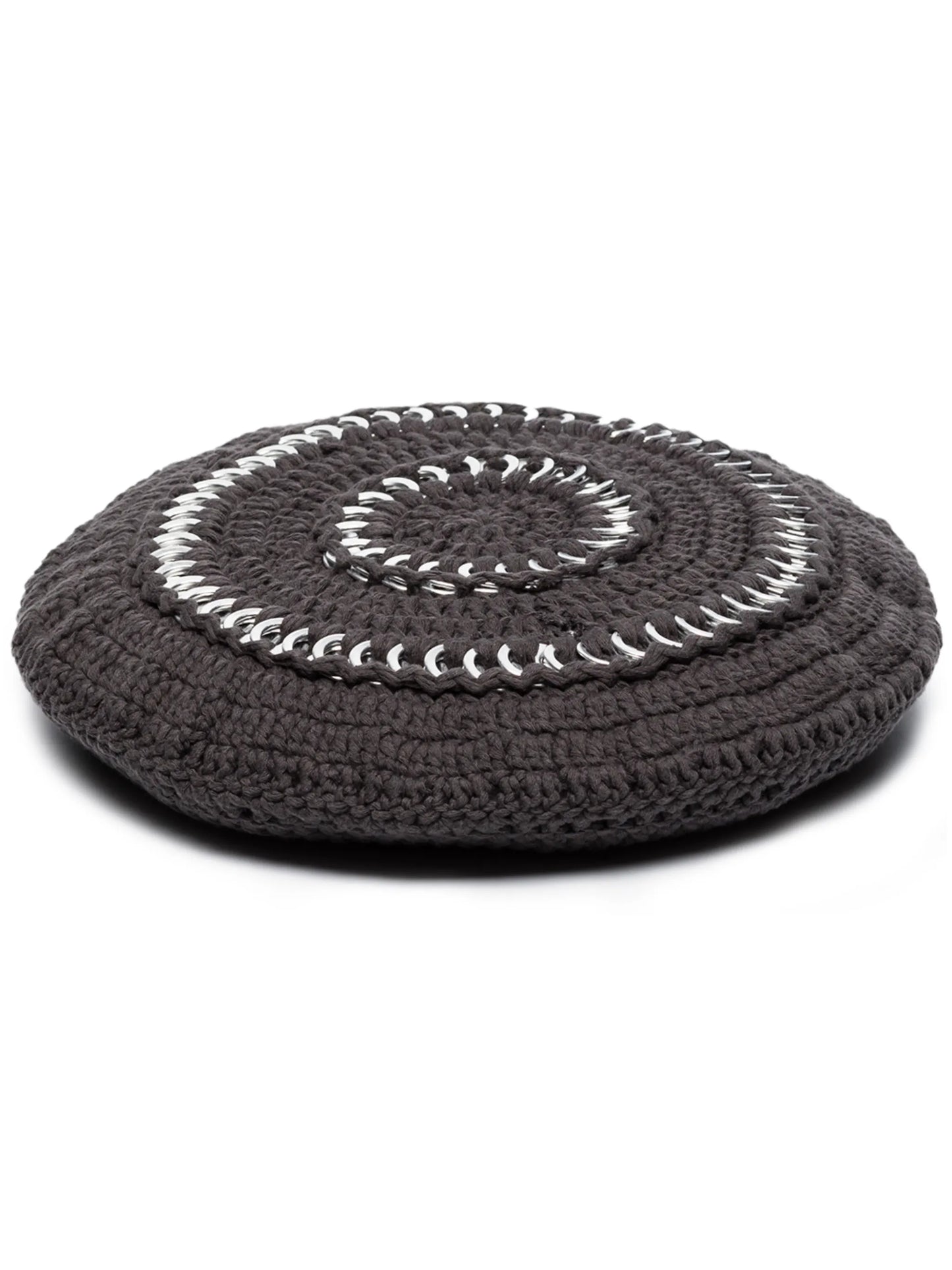 crochet-knit cotton beret