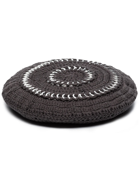 crochet-knit cotton beret