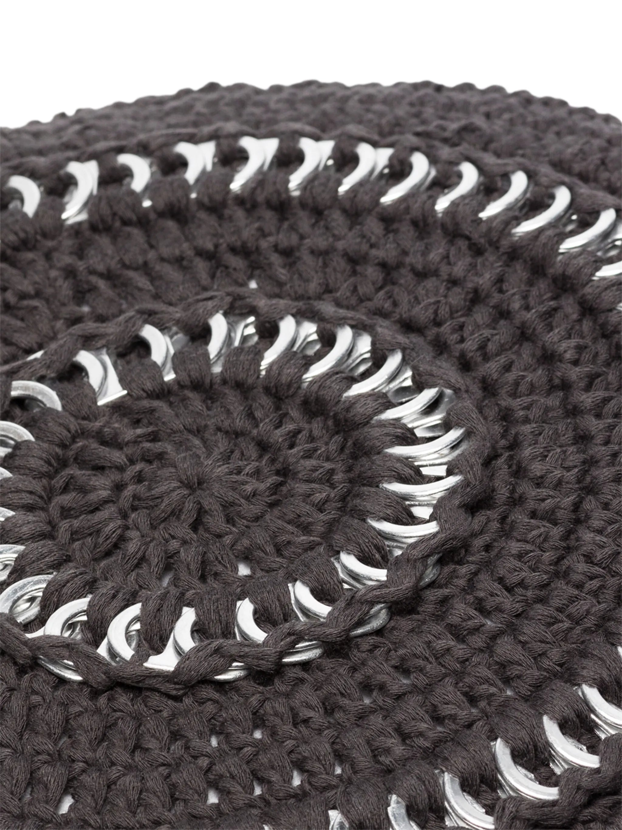crochet-knit cotton beret