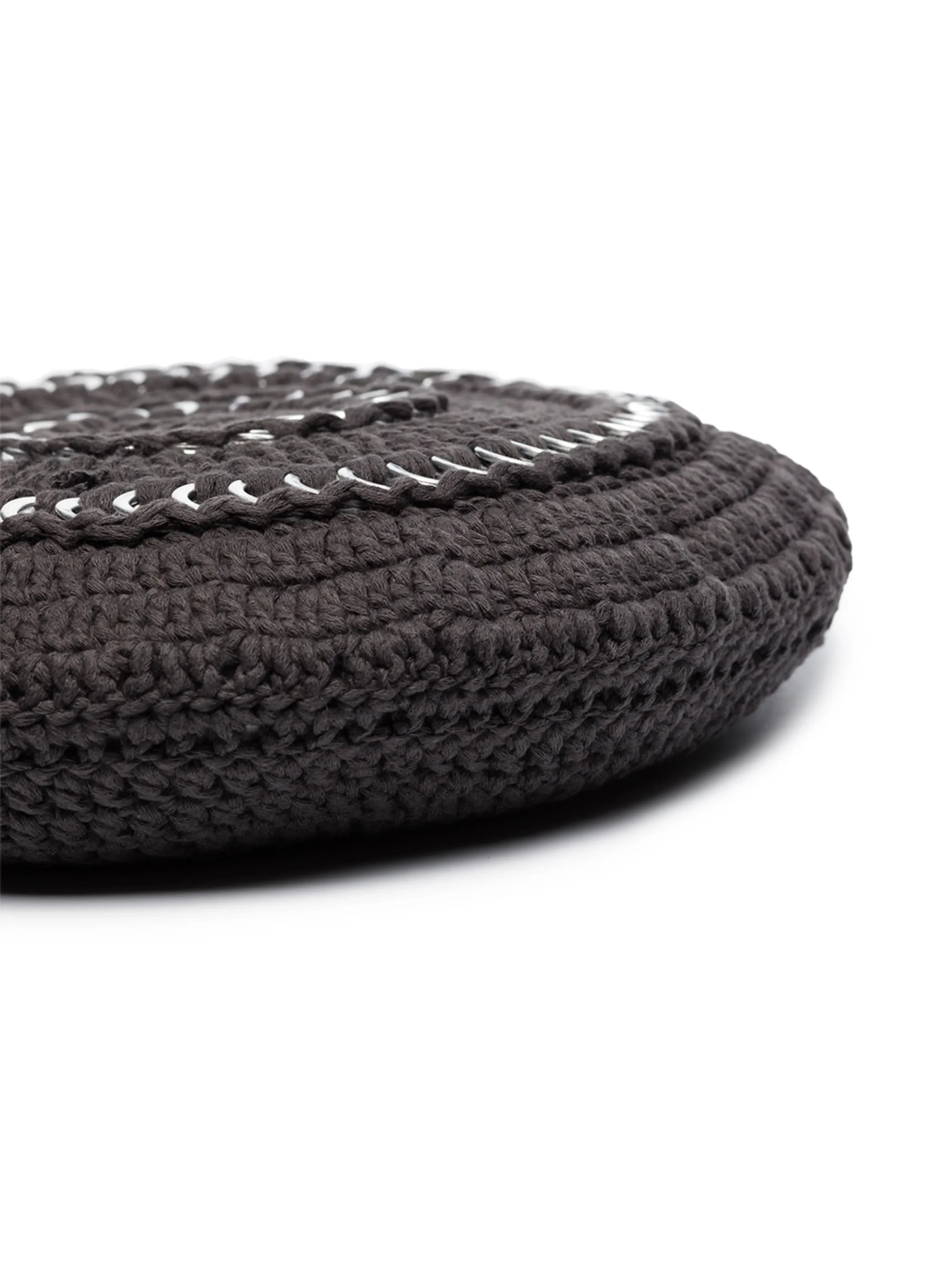 crochet-knit cotton beret