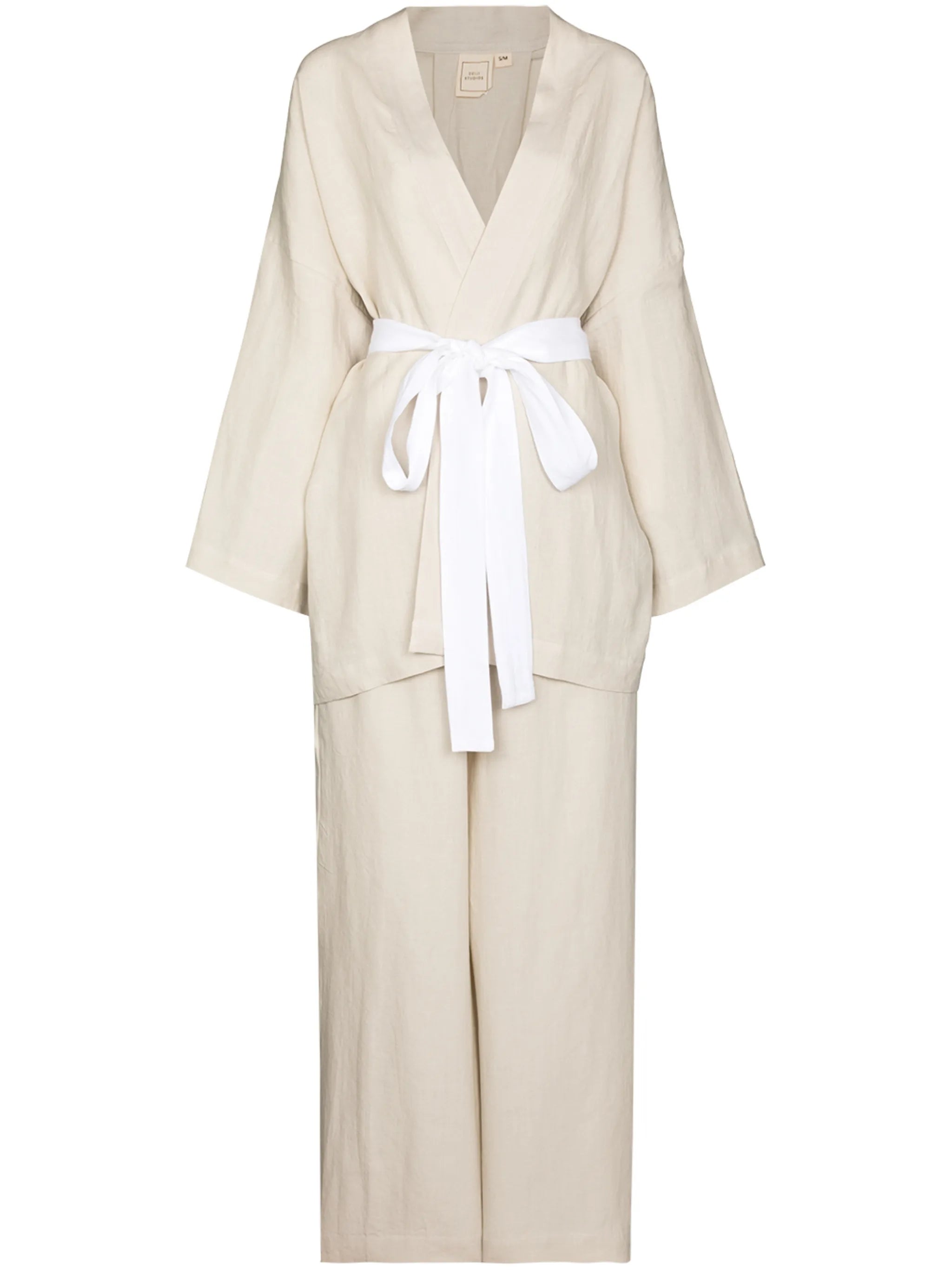 tied waist two-piece lounging set