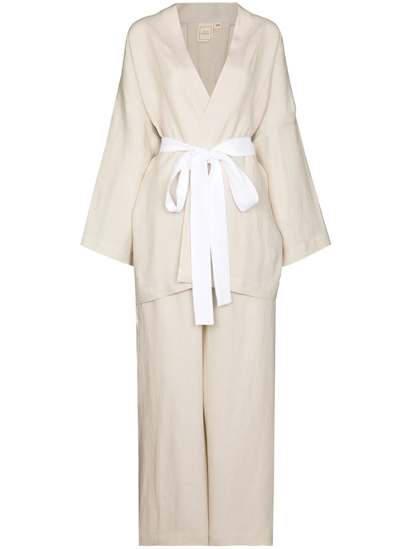 tied waist two-piece lounging set