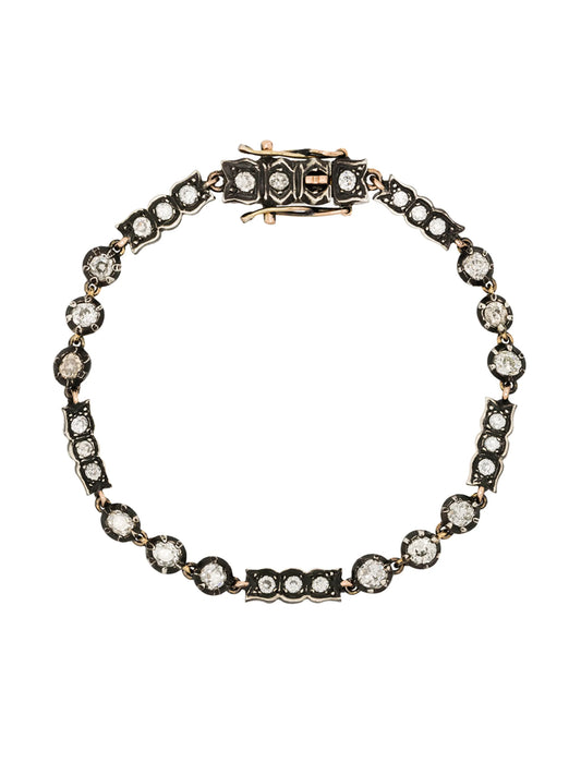 9K yellow gold and silver diamond bracelet