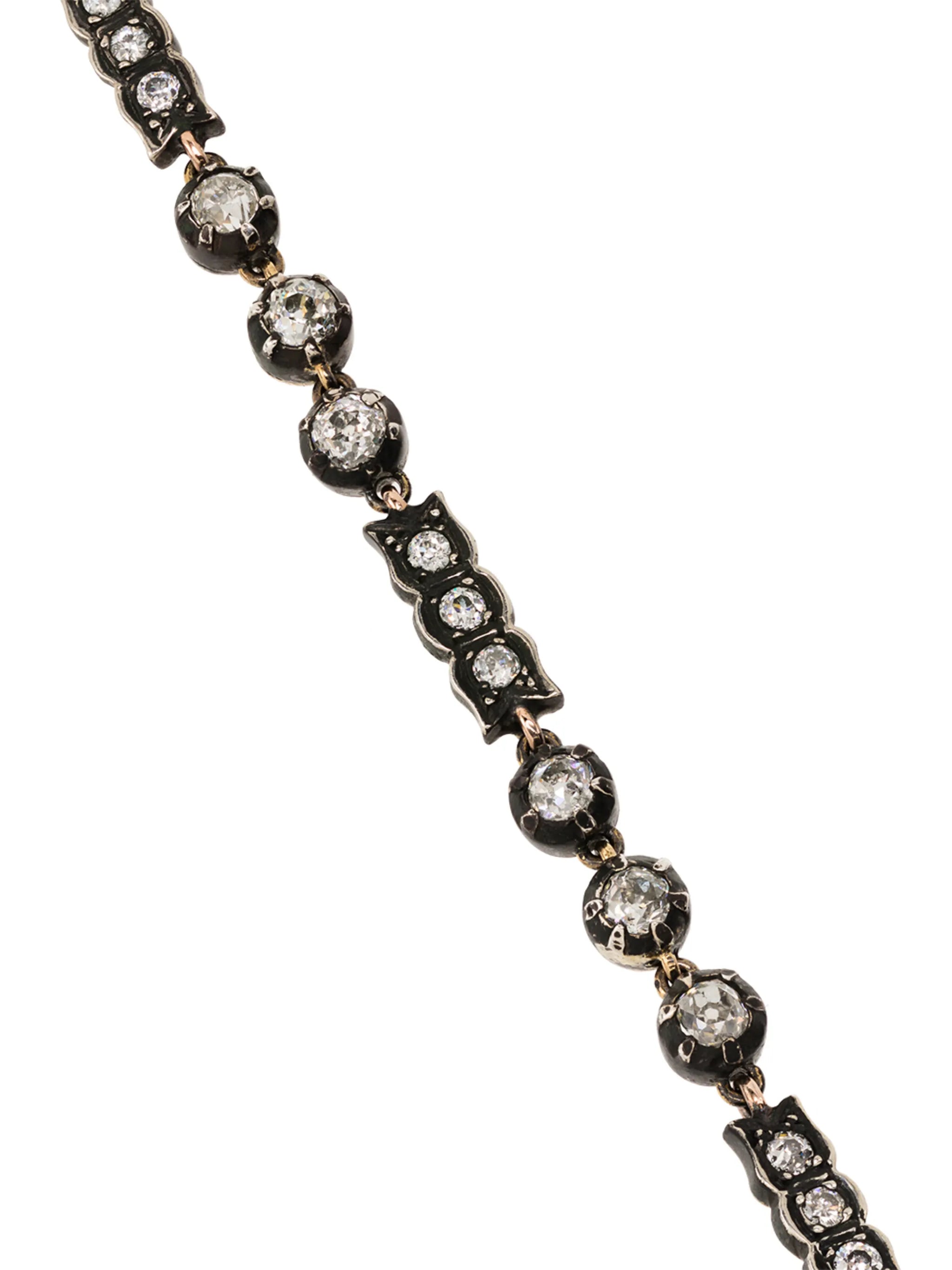9K yellow gold and silver diamond bracelet