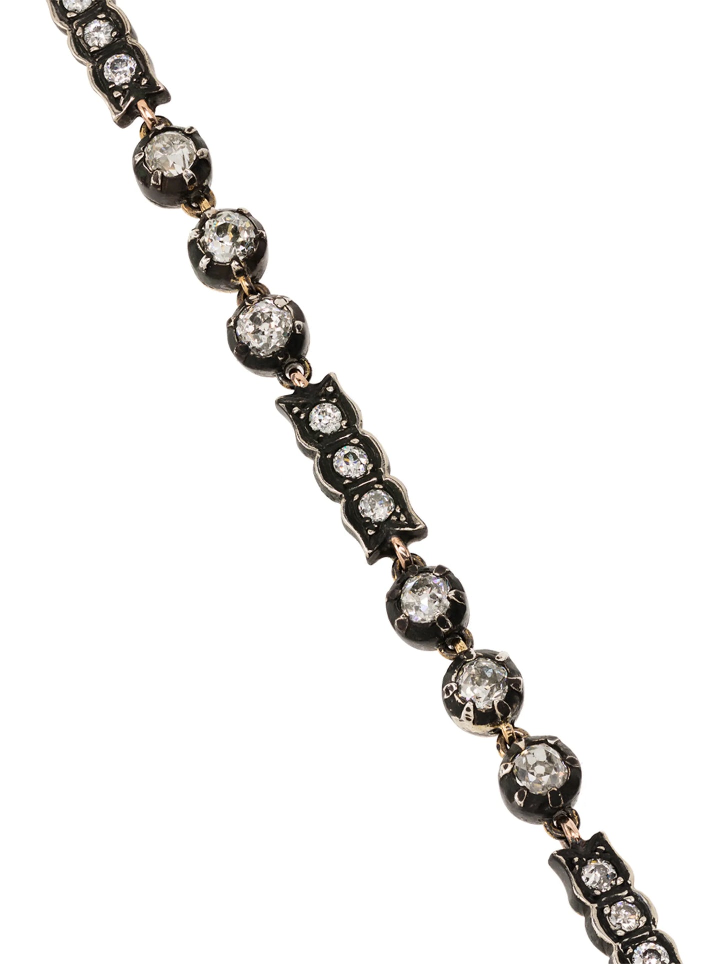 9K yellow gold and silver diamond bracelet