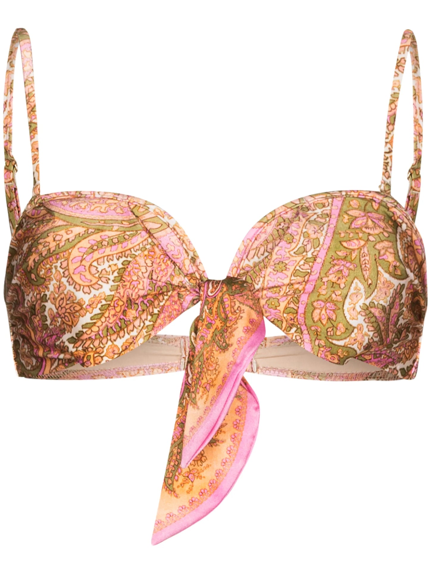 multi-print bandeau bikini top