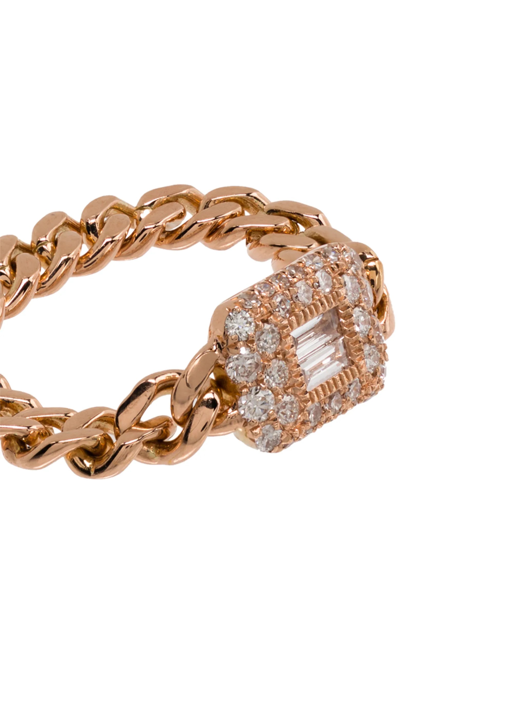 18kt rose gold diamond chain-link ring