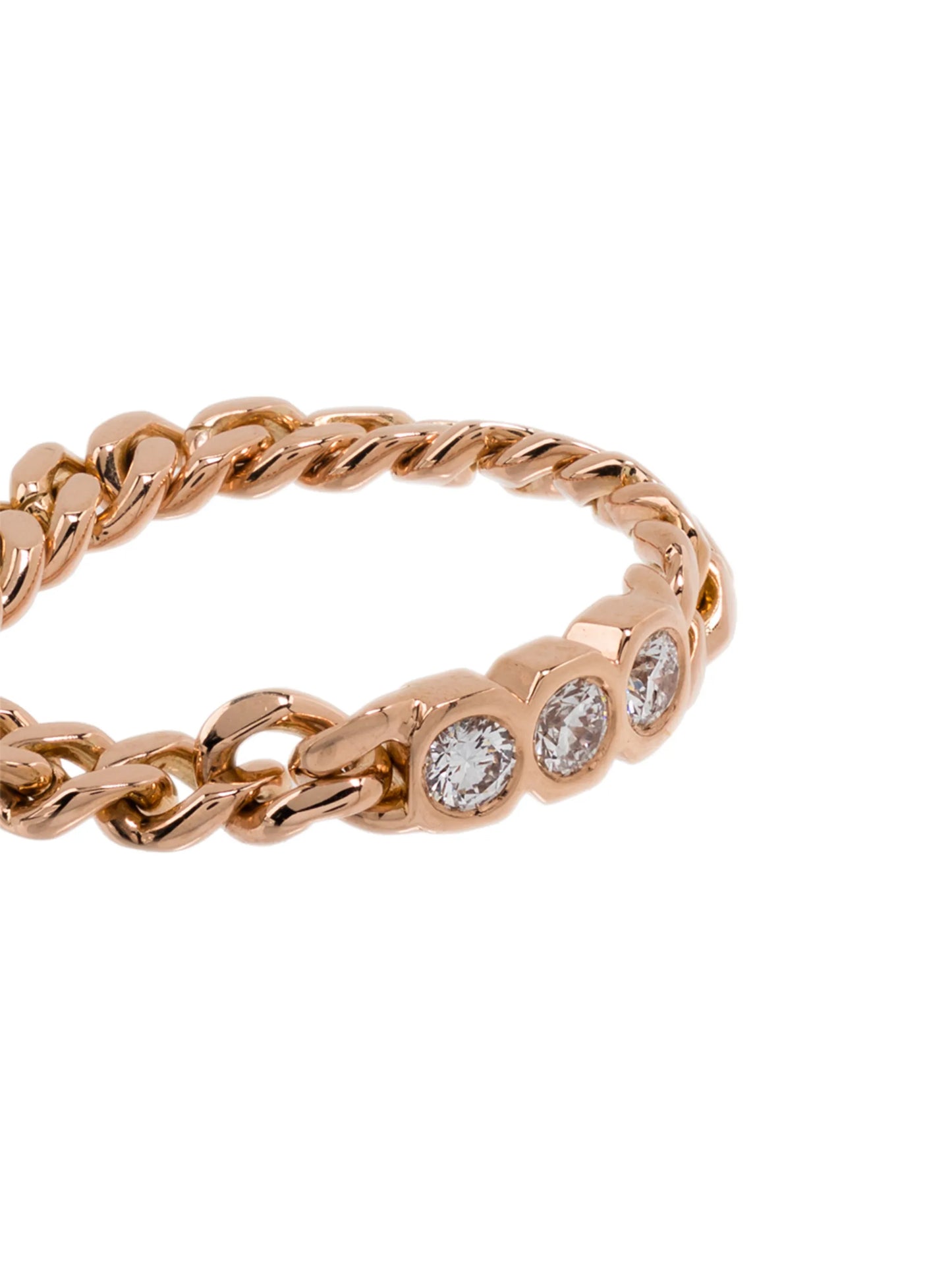 18K rose gold chain-link diamond ring