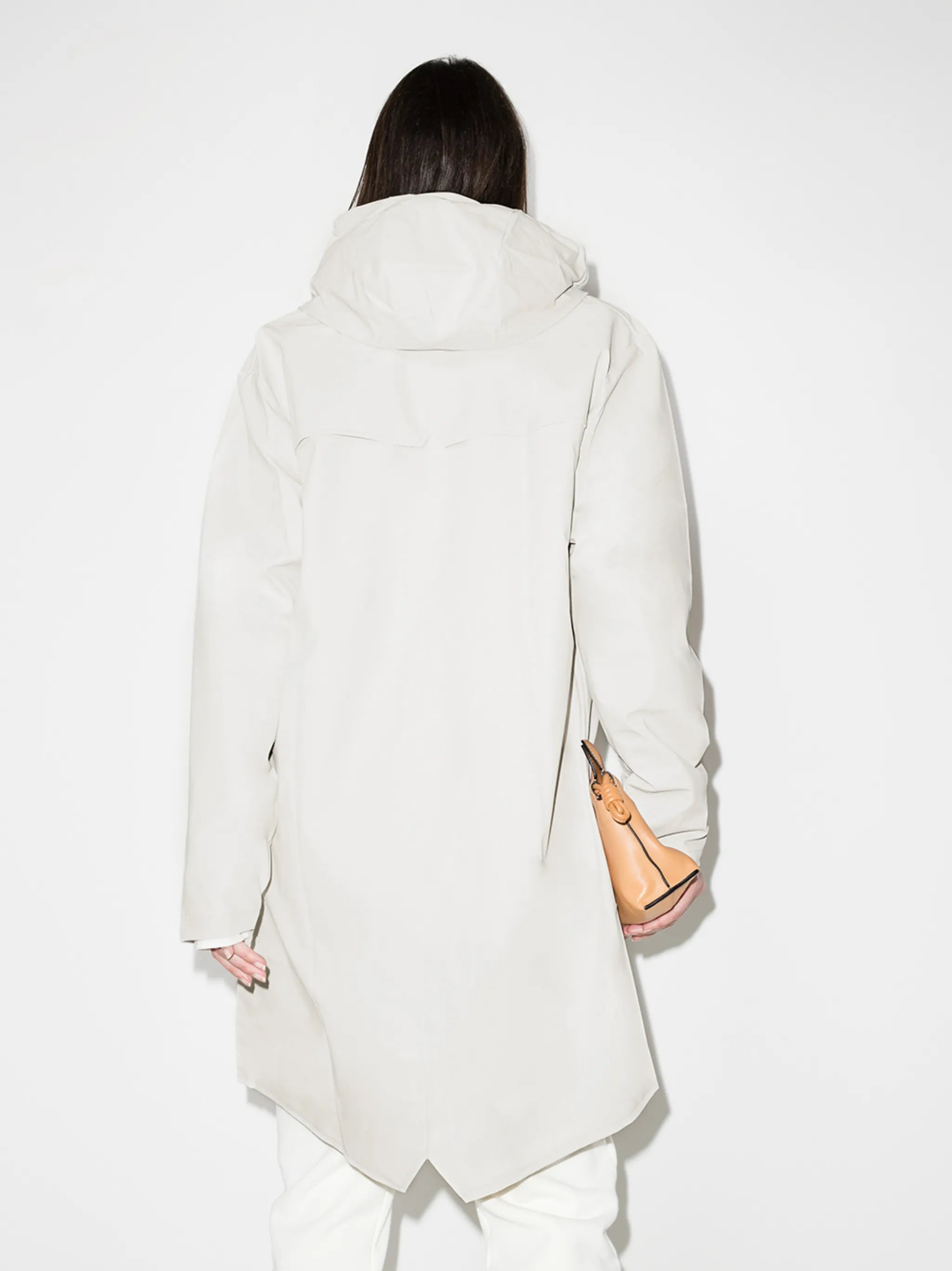 hooded button-up raincoat