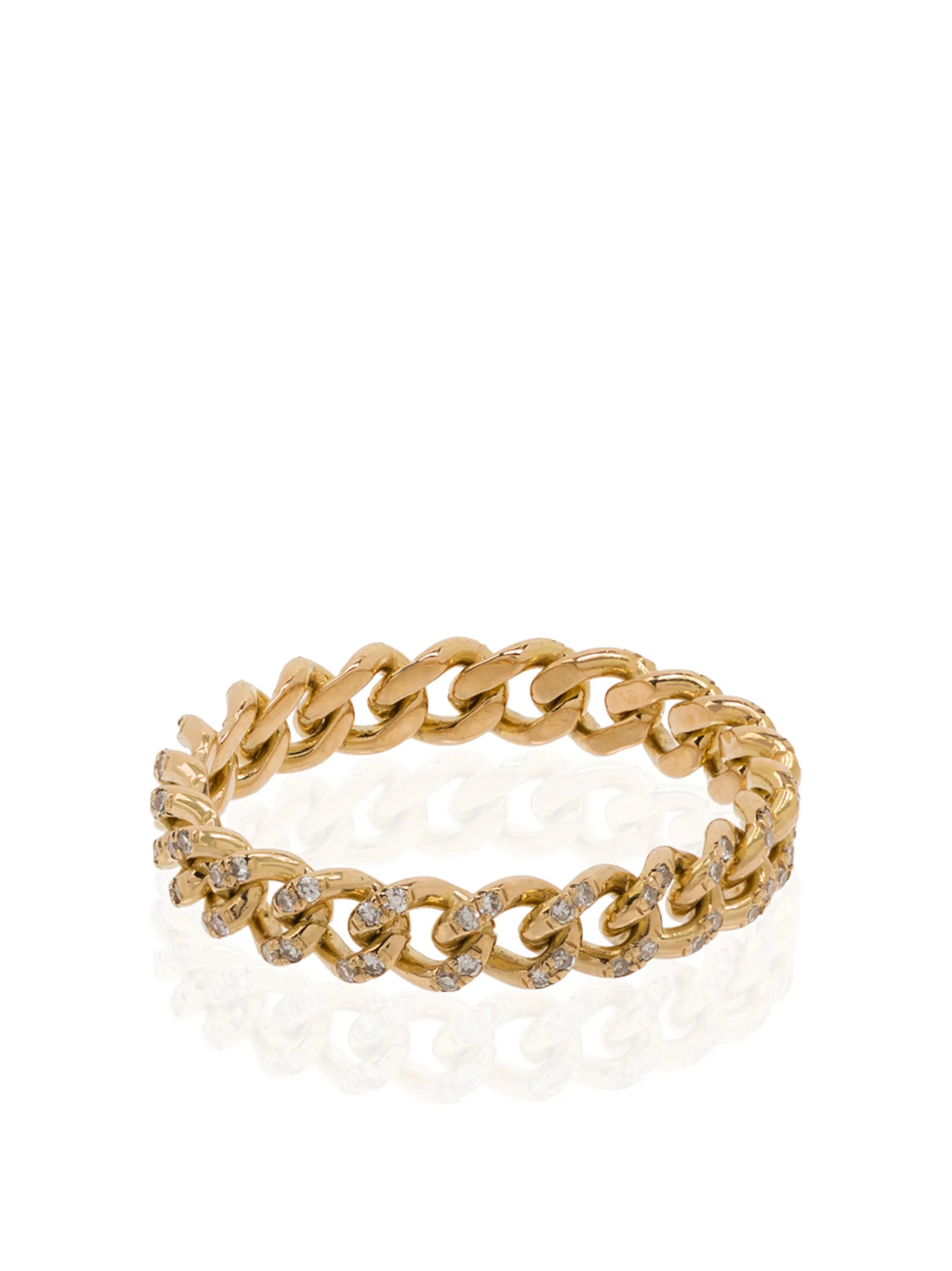 18K yellow gold chain-link diamond ring