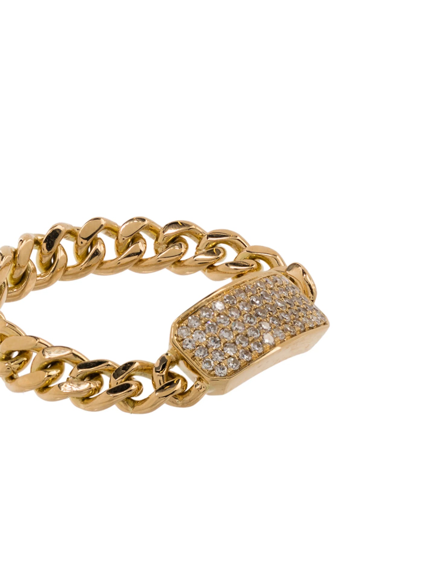 18kt yellow gold chain-link diamond ring