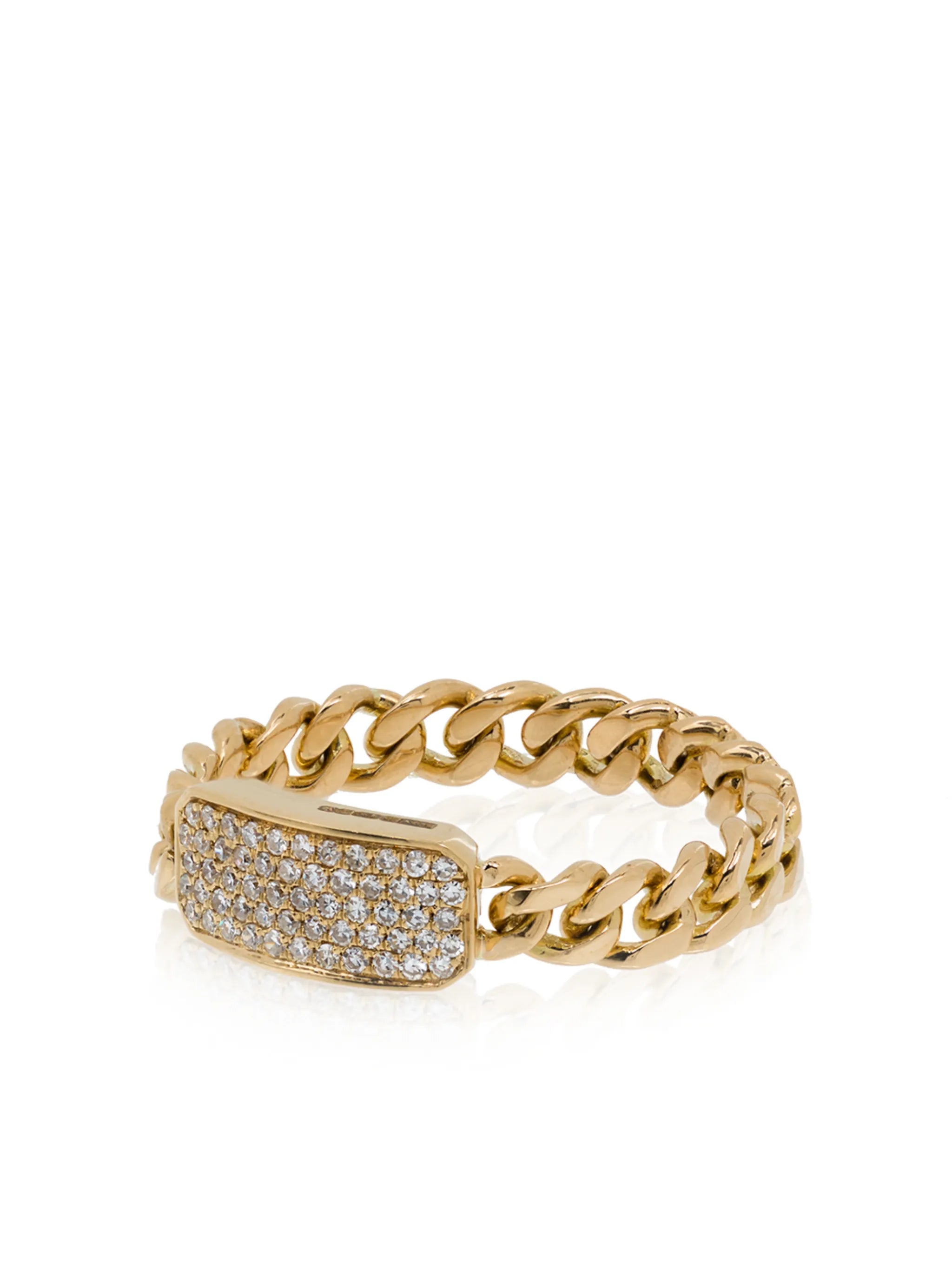 18kt yellow gold chain-link diamond ring