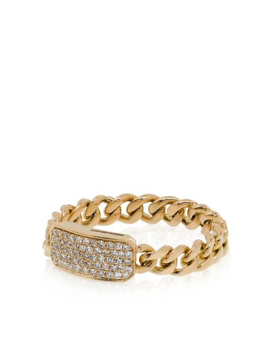 18kt yellow gold chain-link diamond ring
