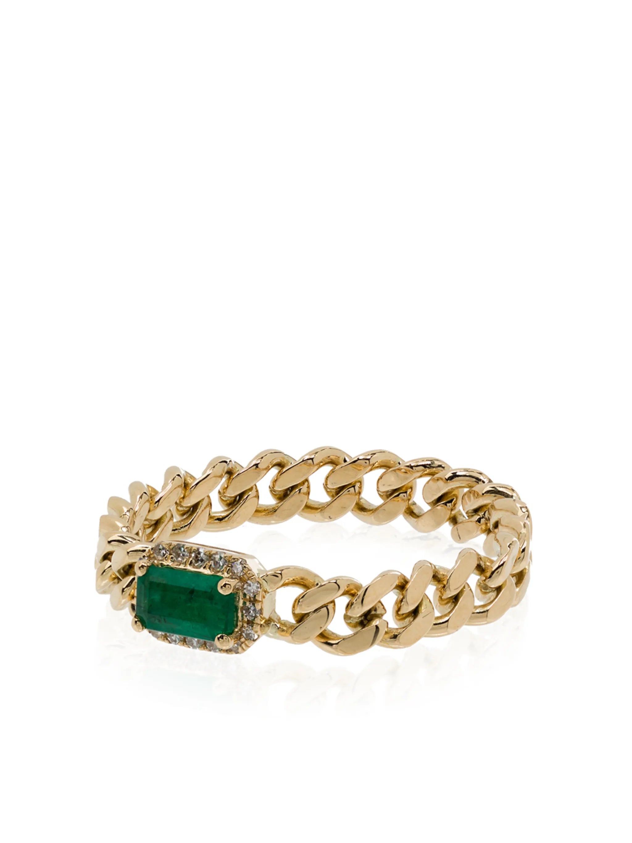 18kt yellow gold emerald diamond ring