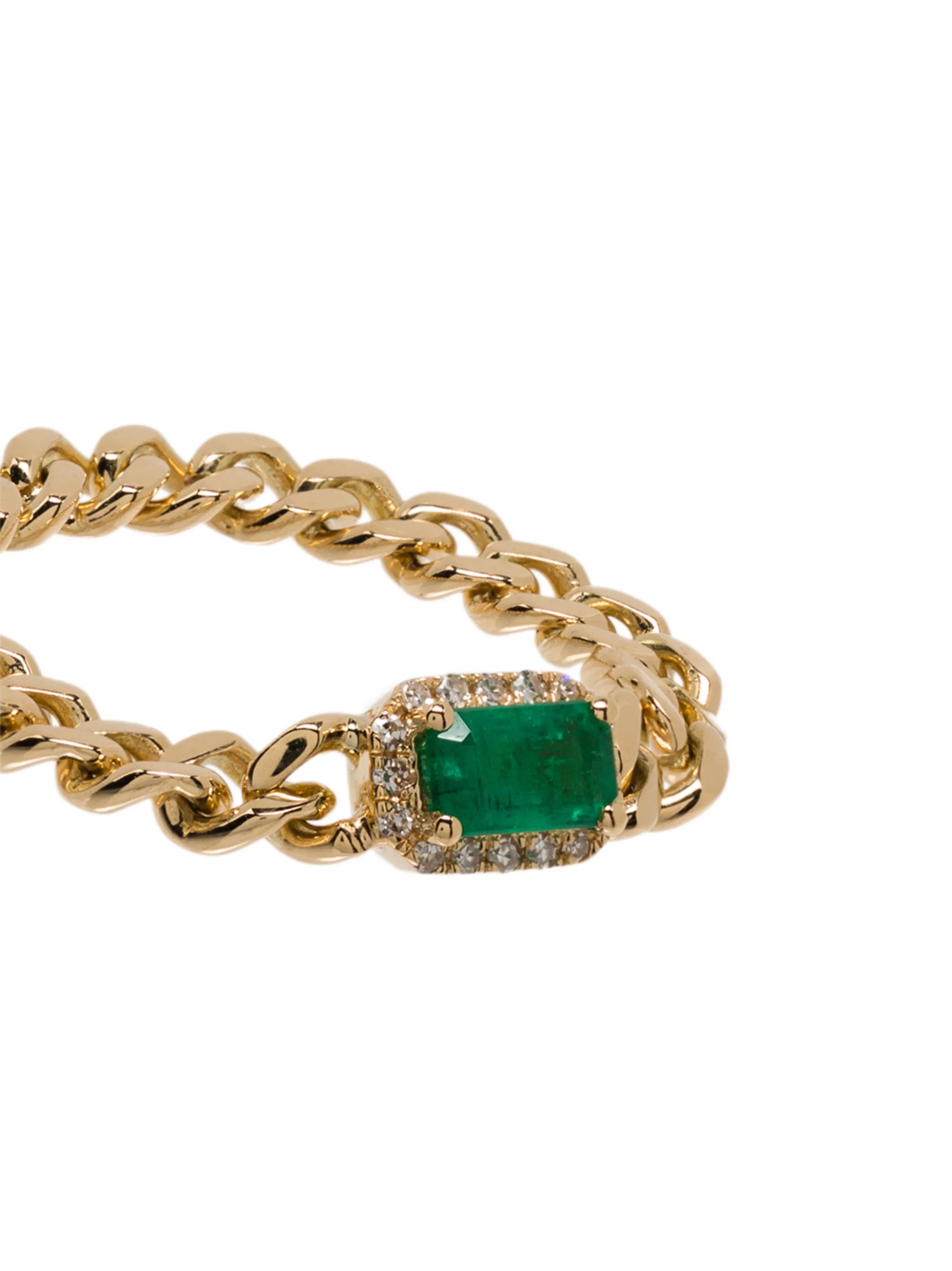 18kt yellow gold emerald diamond ring