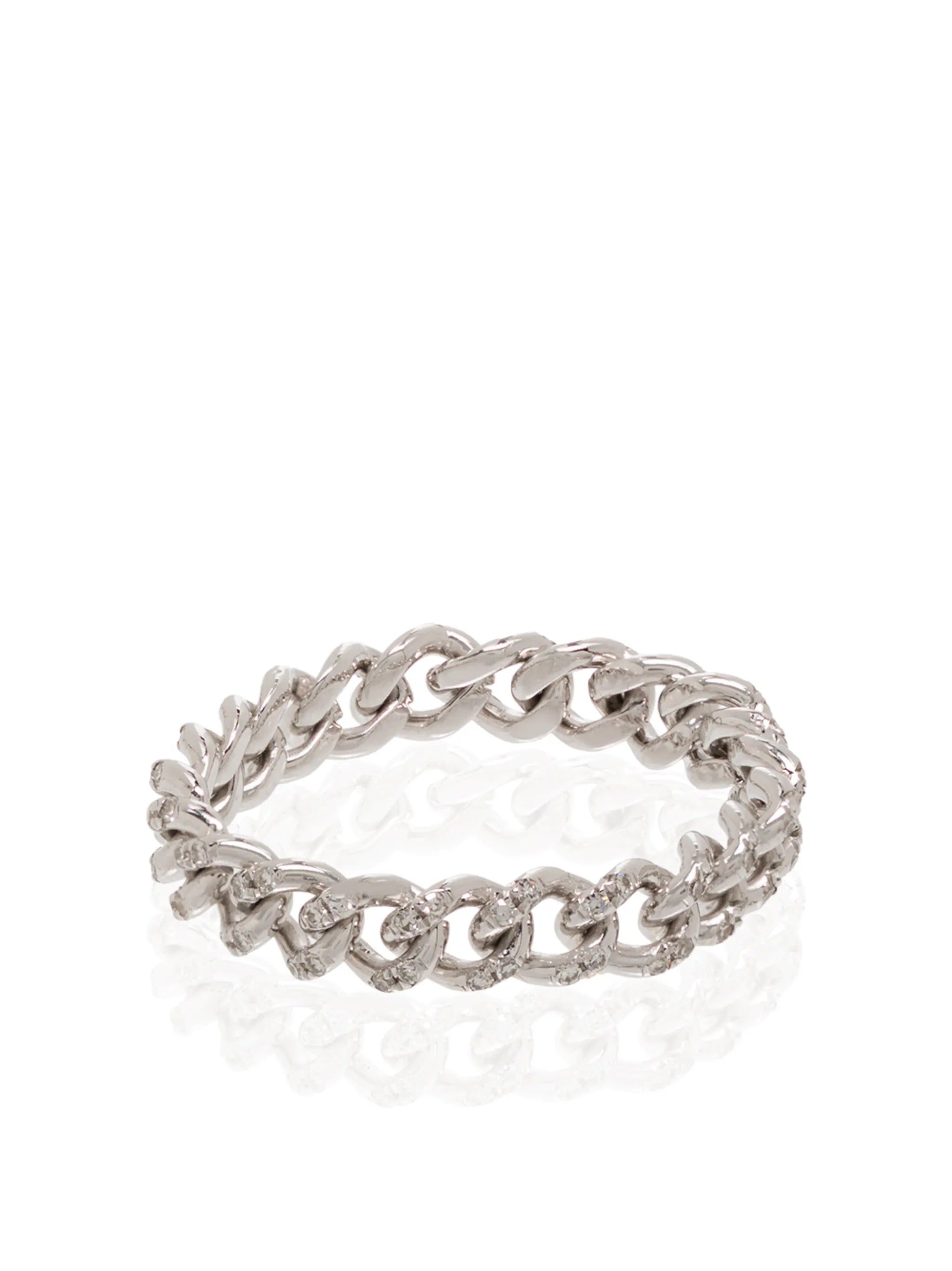 18K white gold diamond chain-link ring