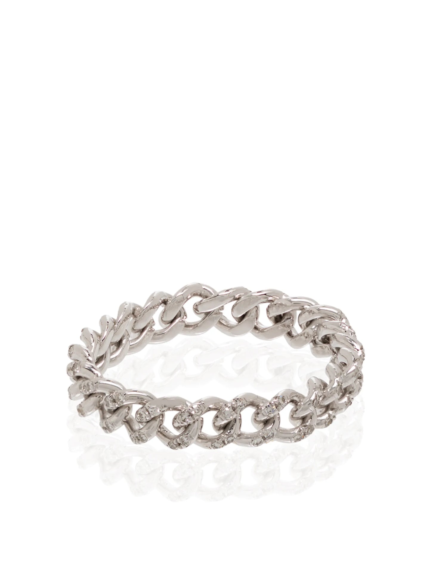 18K white gold diamond chain-link ring