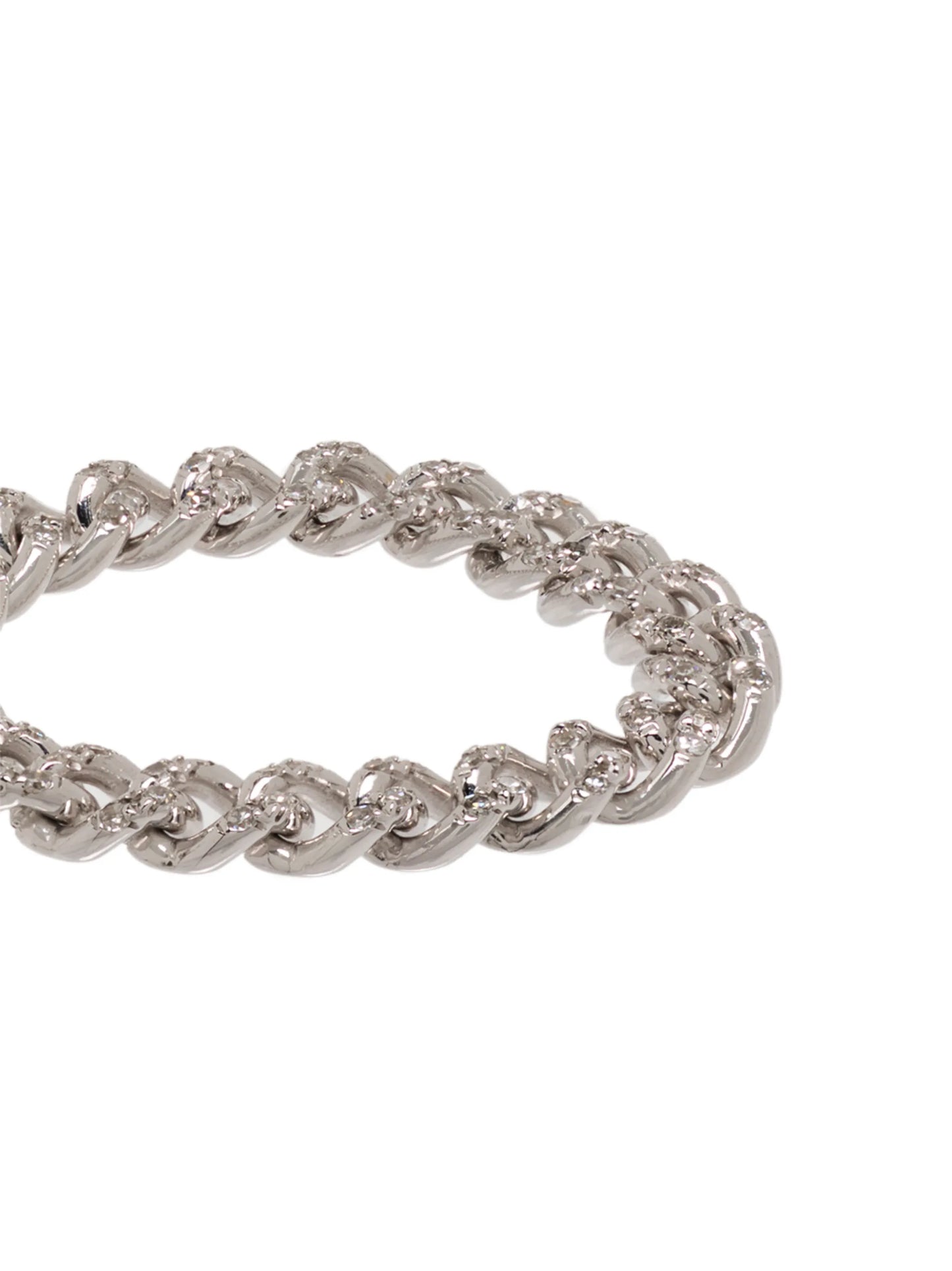 18K white gold diamond chain-link ring