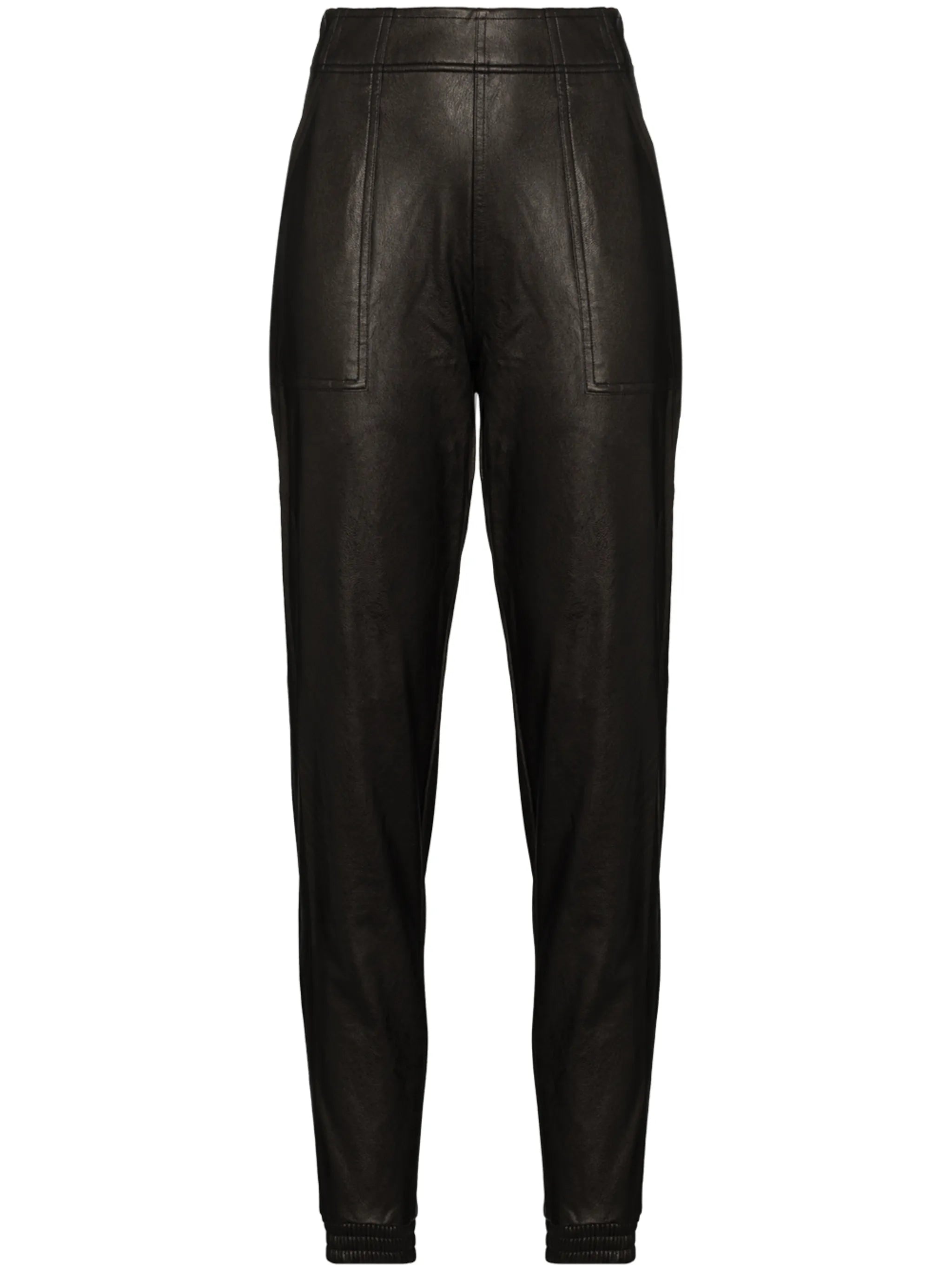 faux leather track pants
