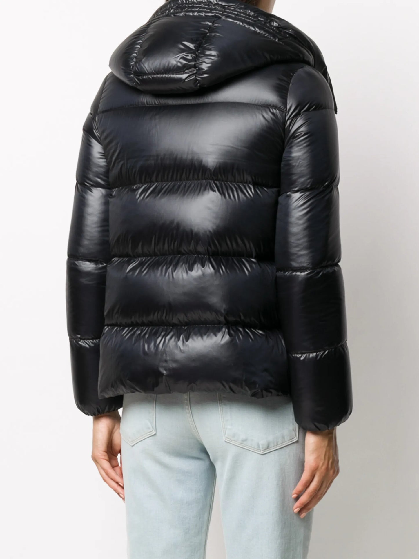 logo patch hooded puffer jacket