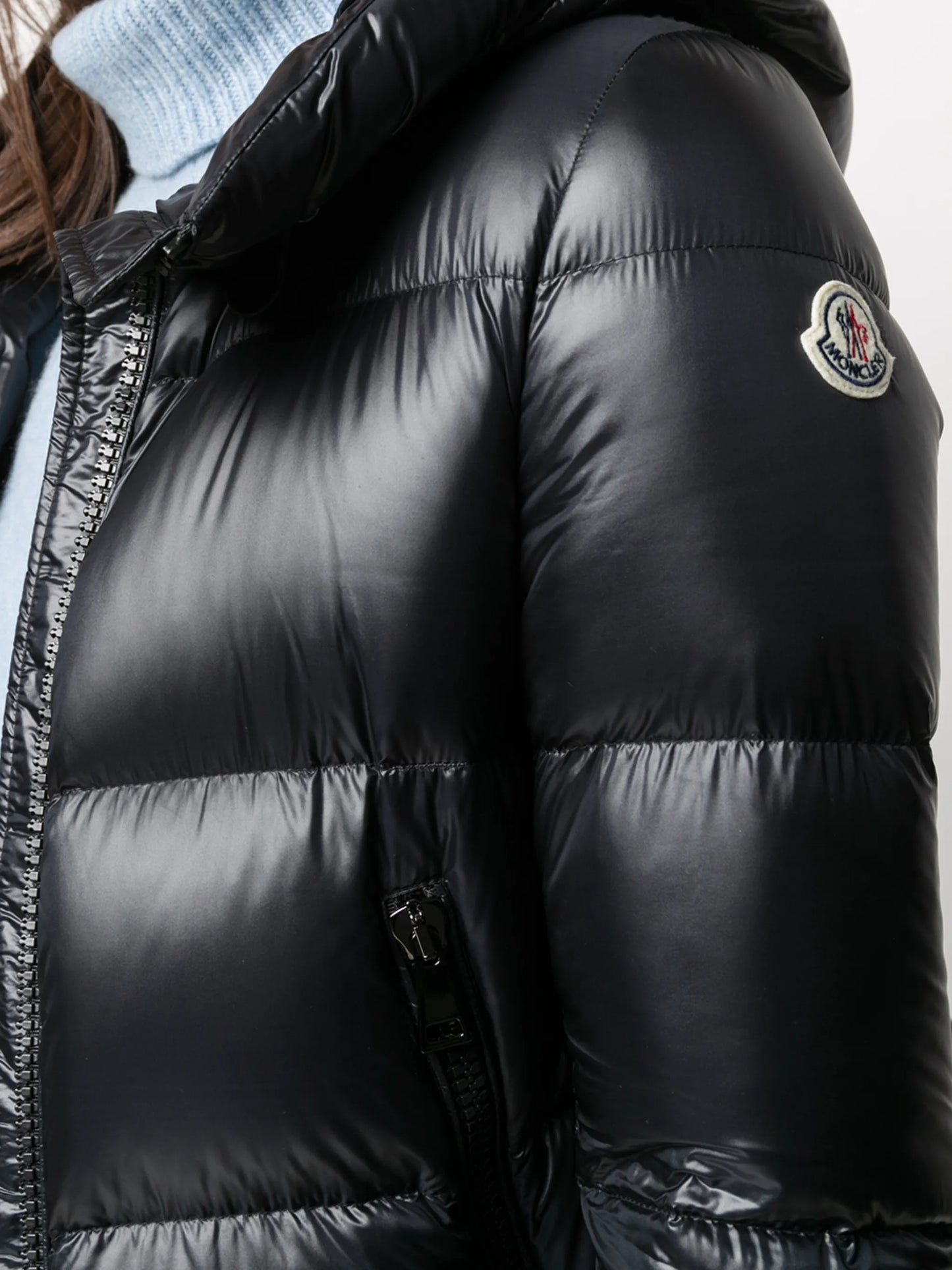 logo patch hooded puffer jacket