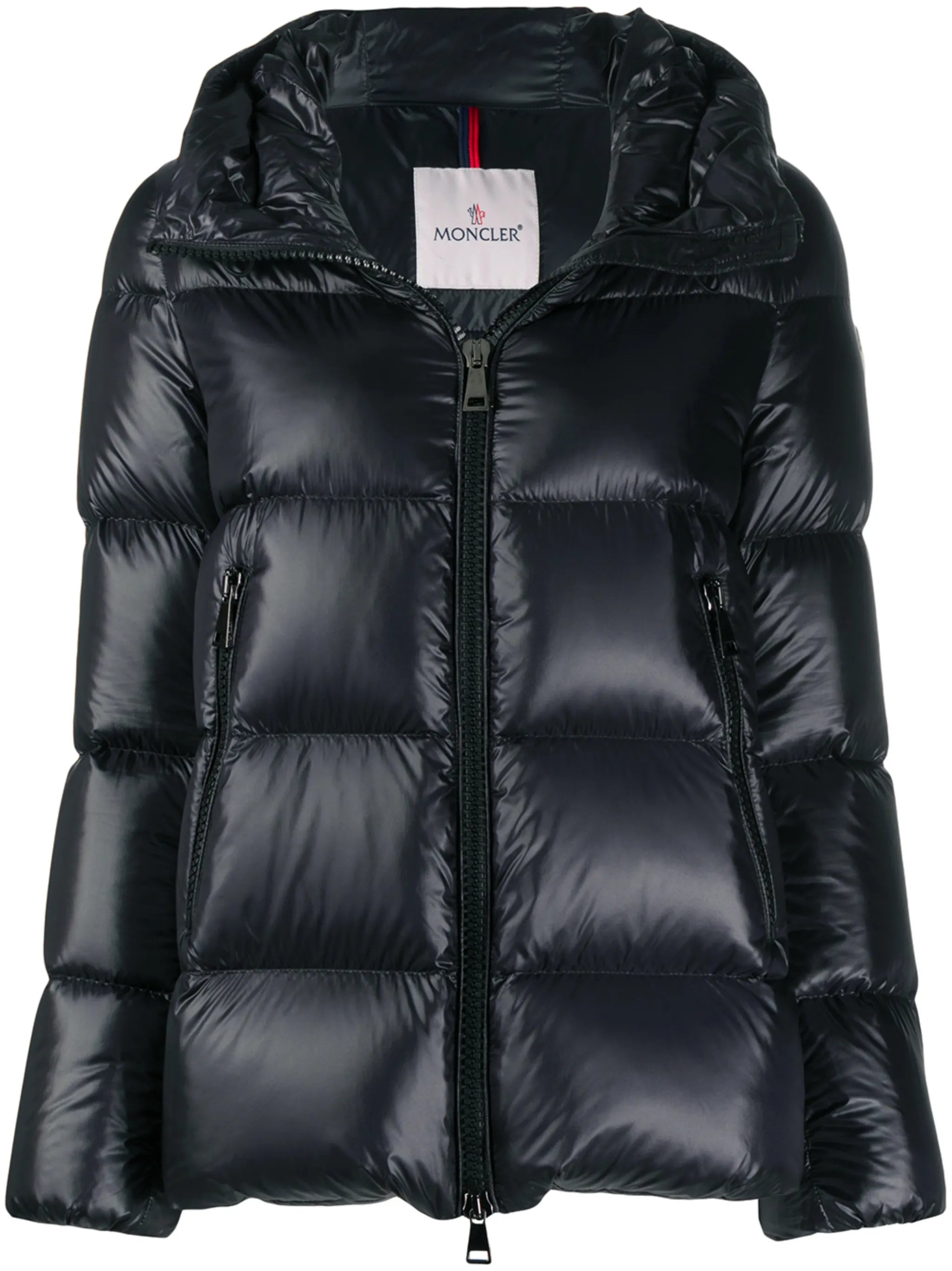 logo patch hooded puffer jacket