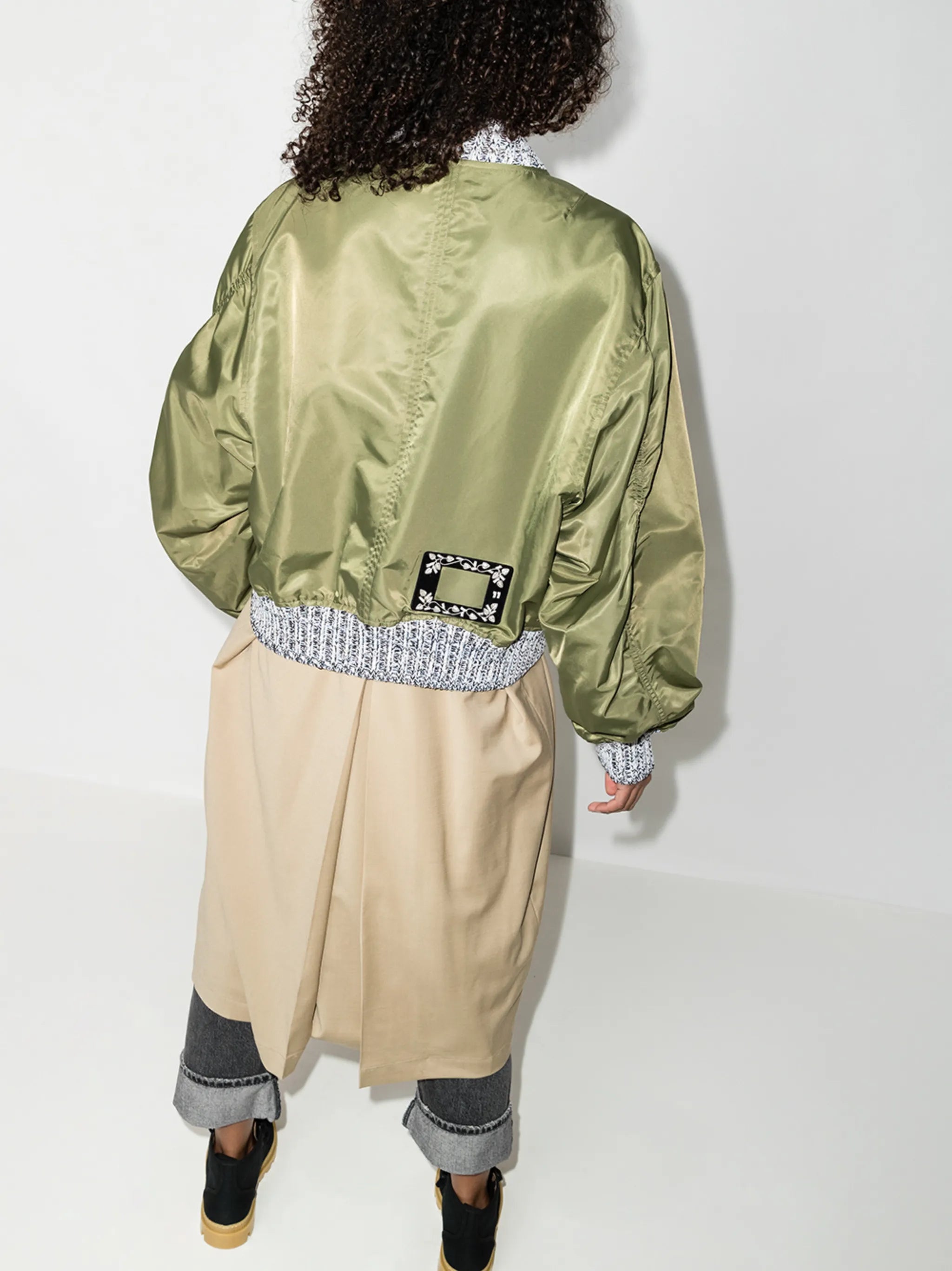 logo-patch layered trench coat