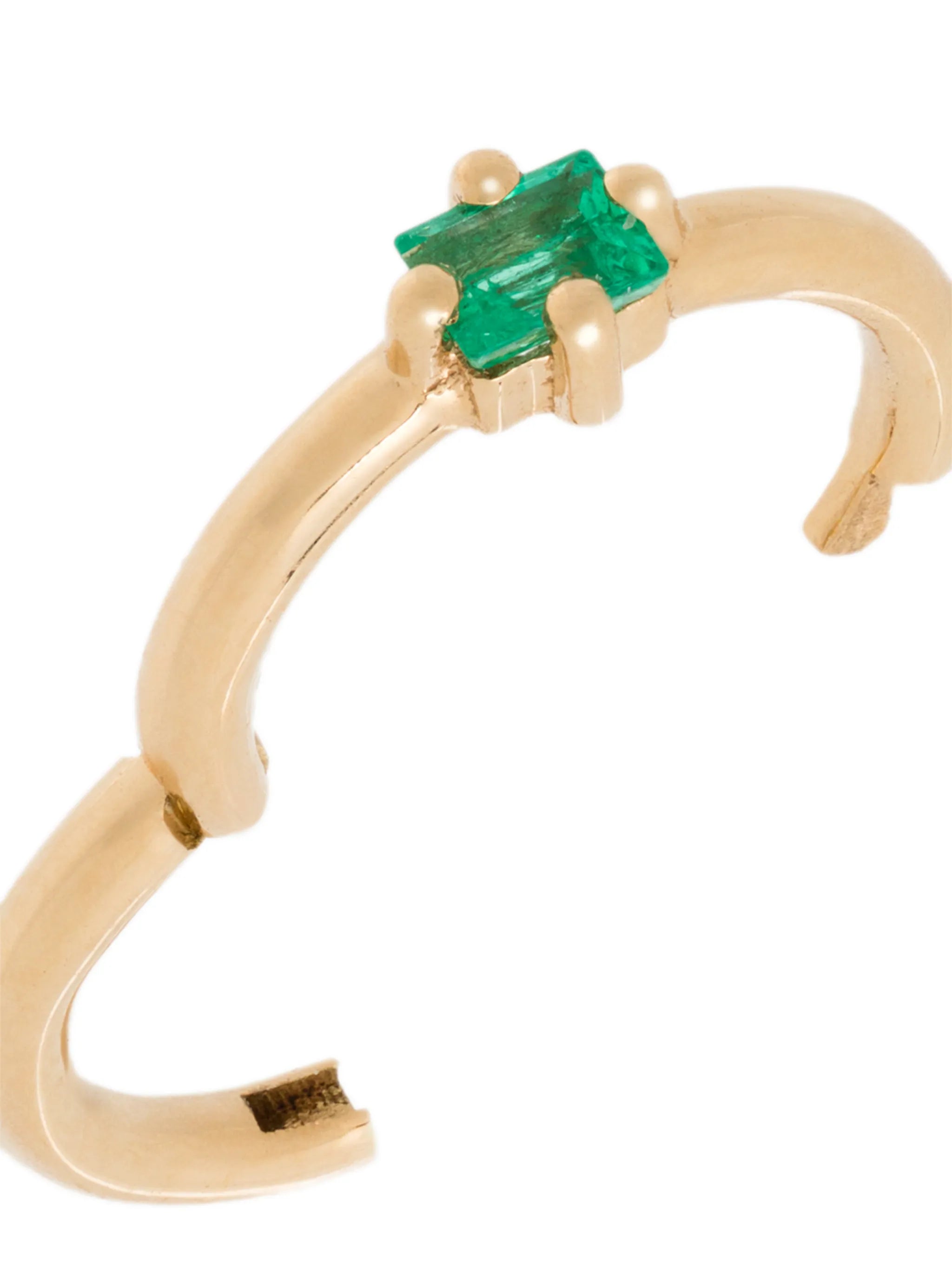 18kt yellow gold emerald single hoop earring